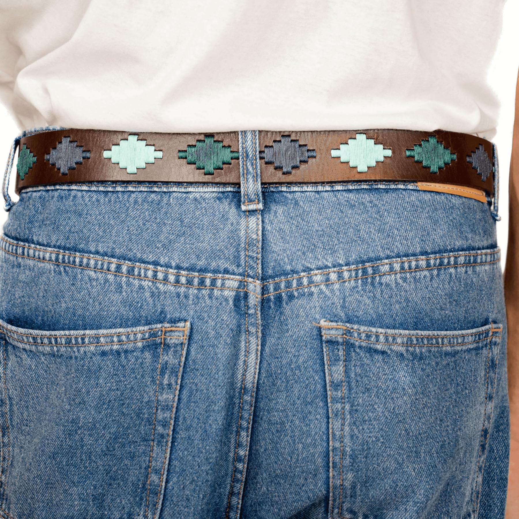 Hand-Stitched Genuine Leather Polo Belt for Men - Classic & Durable Fashion Accessory for Casual, Business & Formal Wear