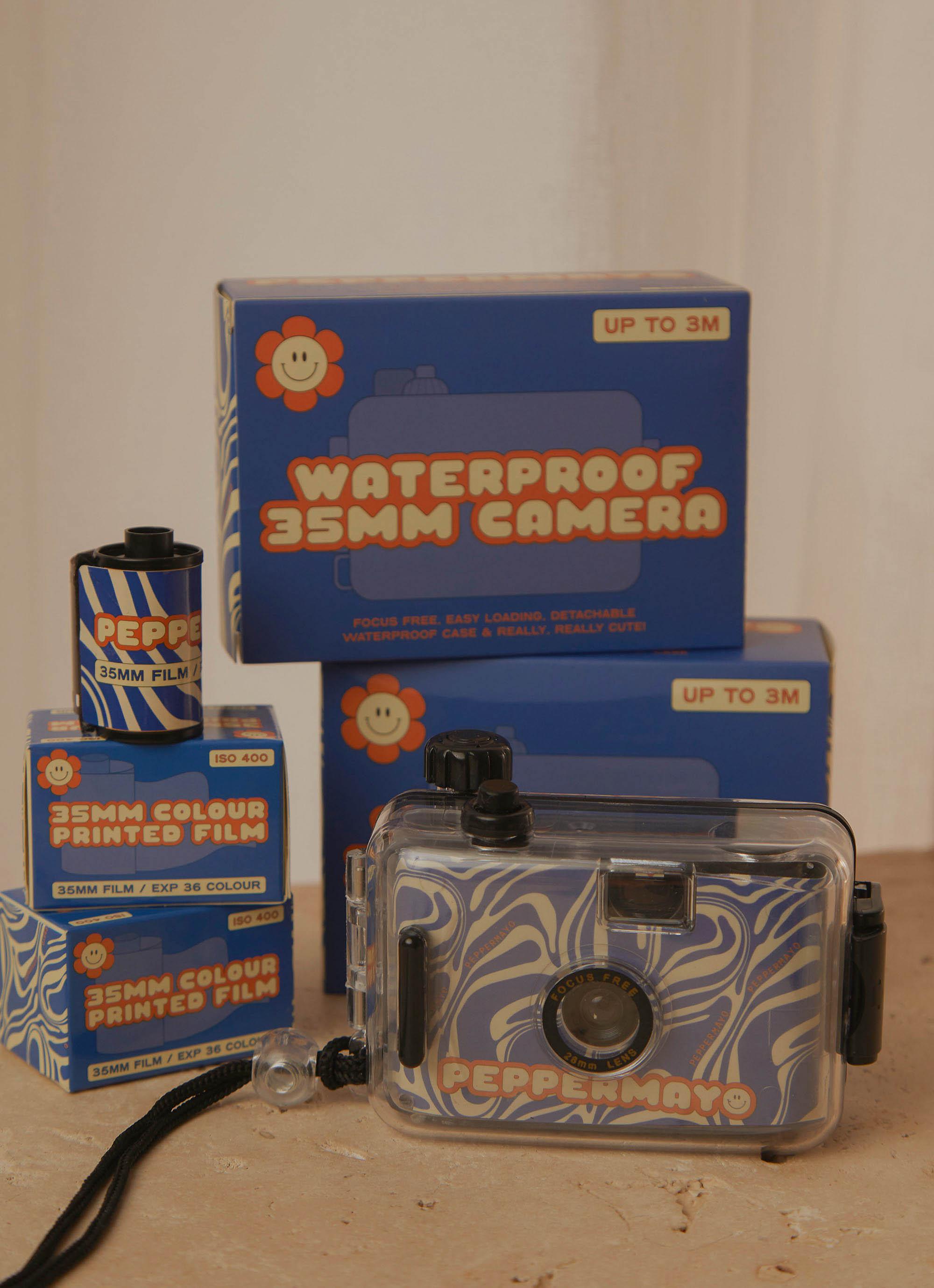 Art Trip PM 35mm Reusable Film Camera - Cobalt Marble Design | Vintage Style Analog Photography for Travel & Street Shooting