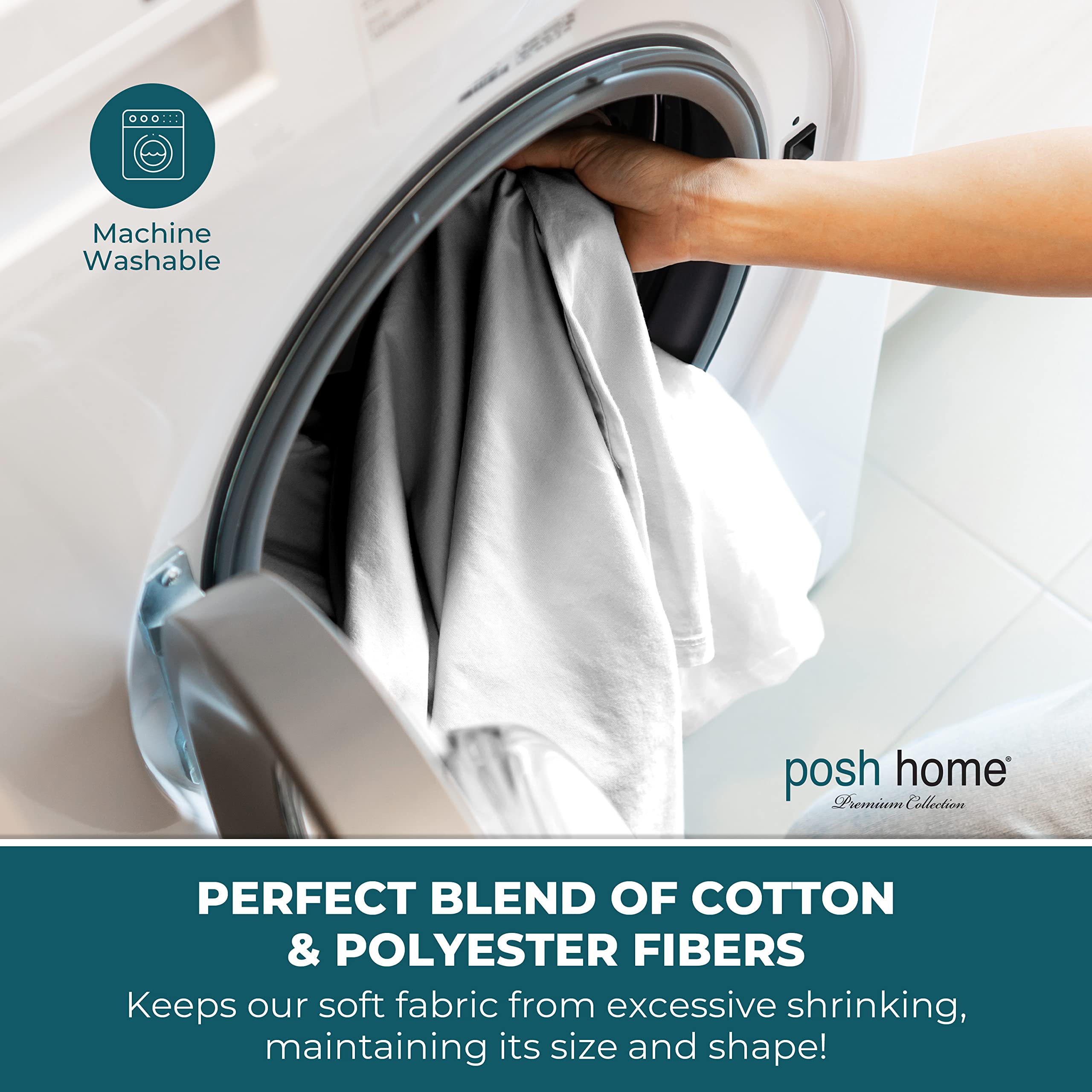 Posh Home Jersey Knit Sheet Set - 3-Piece Soft & Breathable Cotton Jersey Bed Sheets for Twin Size - Includes Flat Sheet, Fitted Sheet & Pillowcase - Perfect for Cozy Nights, Guest Rooms & Dorm Essentials - White
