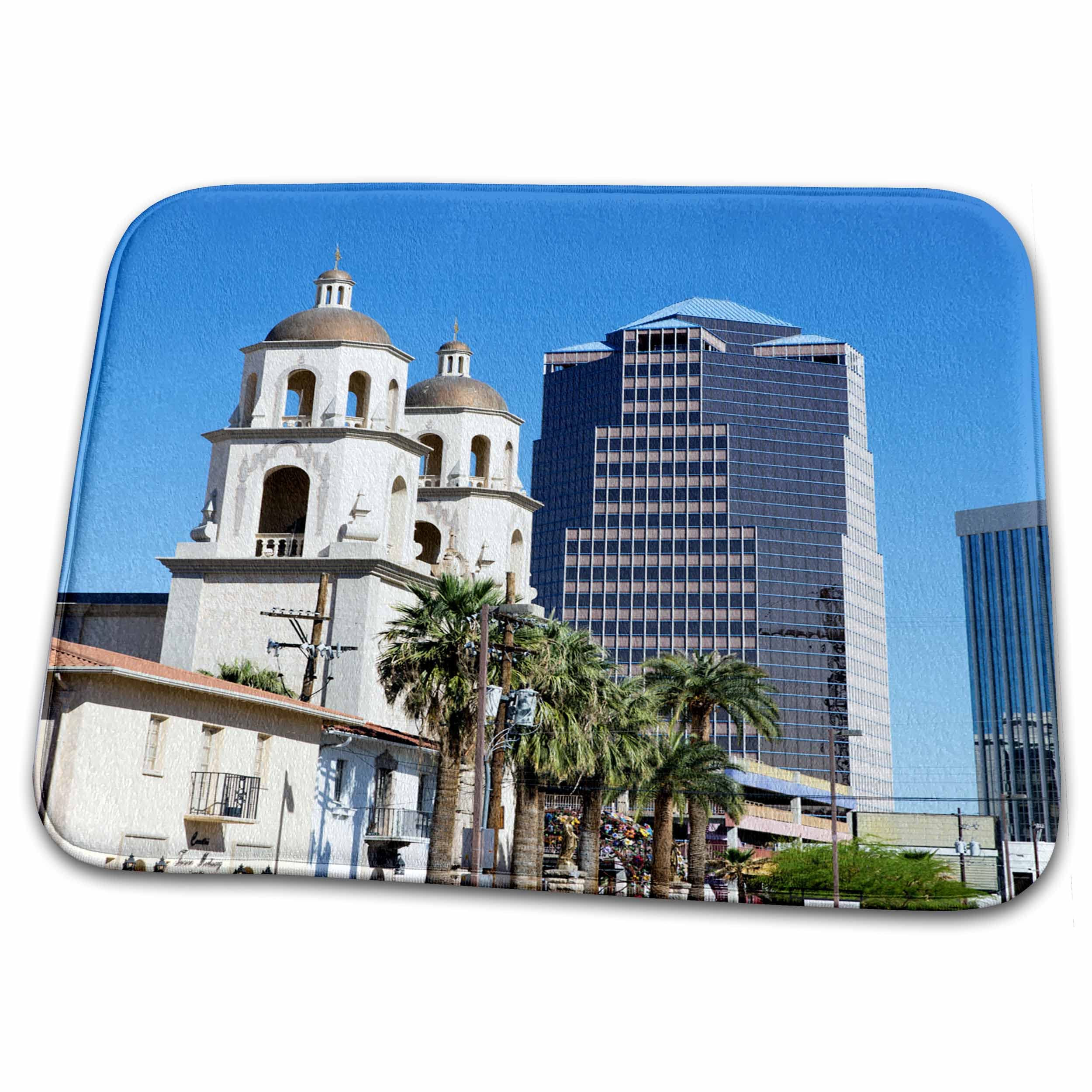 3D Rose USA Arizona Tucson St. Augustine Cathedral Bathroom Rug Mat - Non-Slip Absorbent Bath Mat for Shower, Toilet, and Bathroom Floor Decor (18