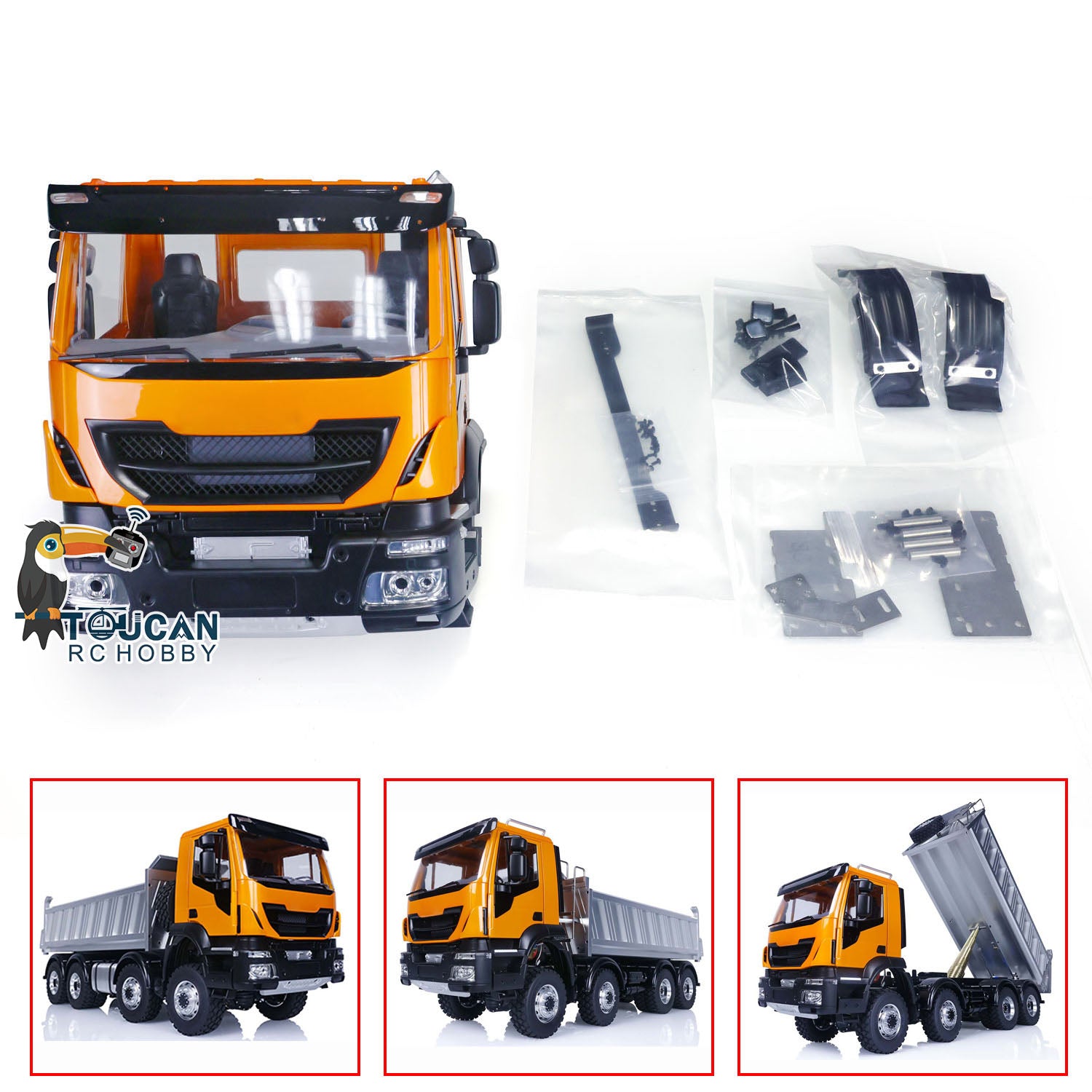 1/14 TAMIYA RC Truck Dumper Plastic Car Shell with Interior Spare Parts - DIY Radio Control Tipper Model Car Accessory for Off-Road Play & Collection