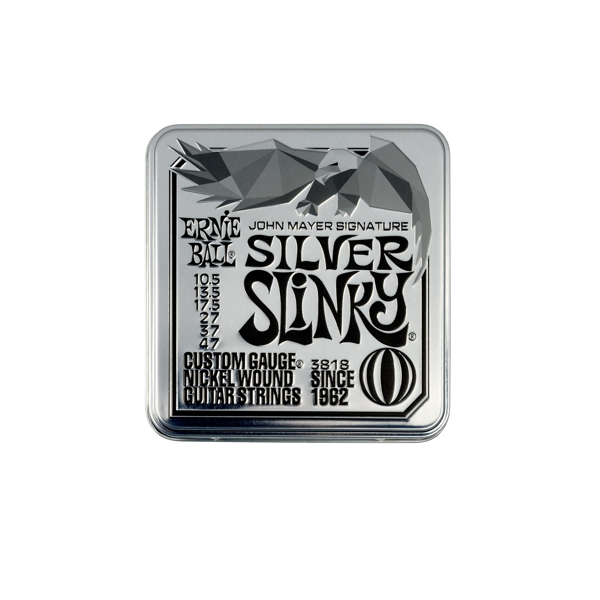 Ernie Ball John Mayer Silver Slinky Nickel Wound Electric Guitar Strings 3-Pack (10.5-47 Gauge) - Premium Tone for Blues, Rock & Stage Performance