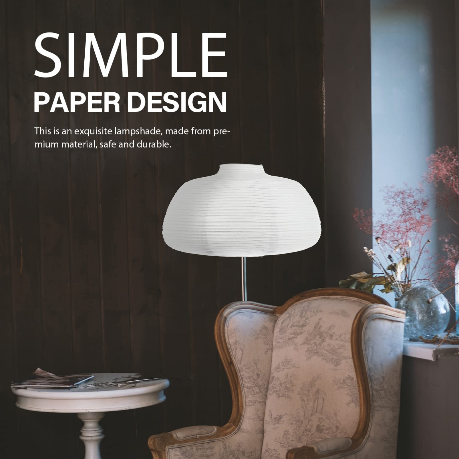 Japanese Rice Paper Lamp Shade - White Handmade Washi Paper Light Cover for Table Lamps, Ceiling Lights | Perfect for Home Decor, Wedding, Birthday Party & Bedroom Lighting