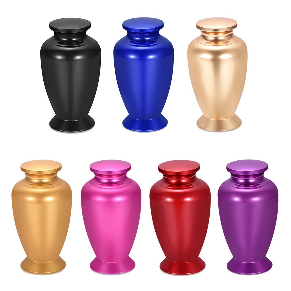 Premium Aluminum Cremation Urn for Human & Pet Ashes - Small, Medium, Large Sizes - Keepsake Memorial Urn for Funeral, Home Display & Scattering Ceremonies (Elegant Blue, Large)