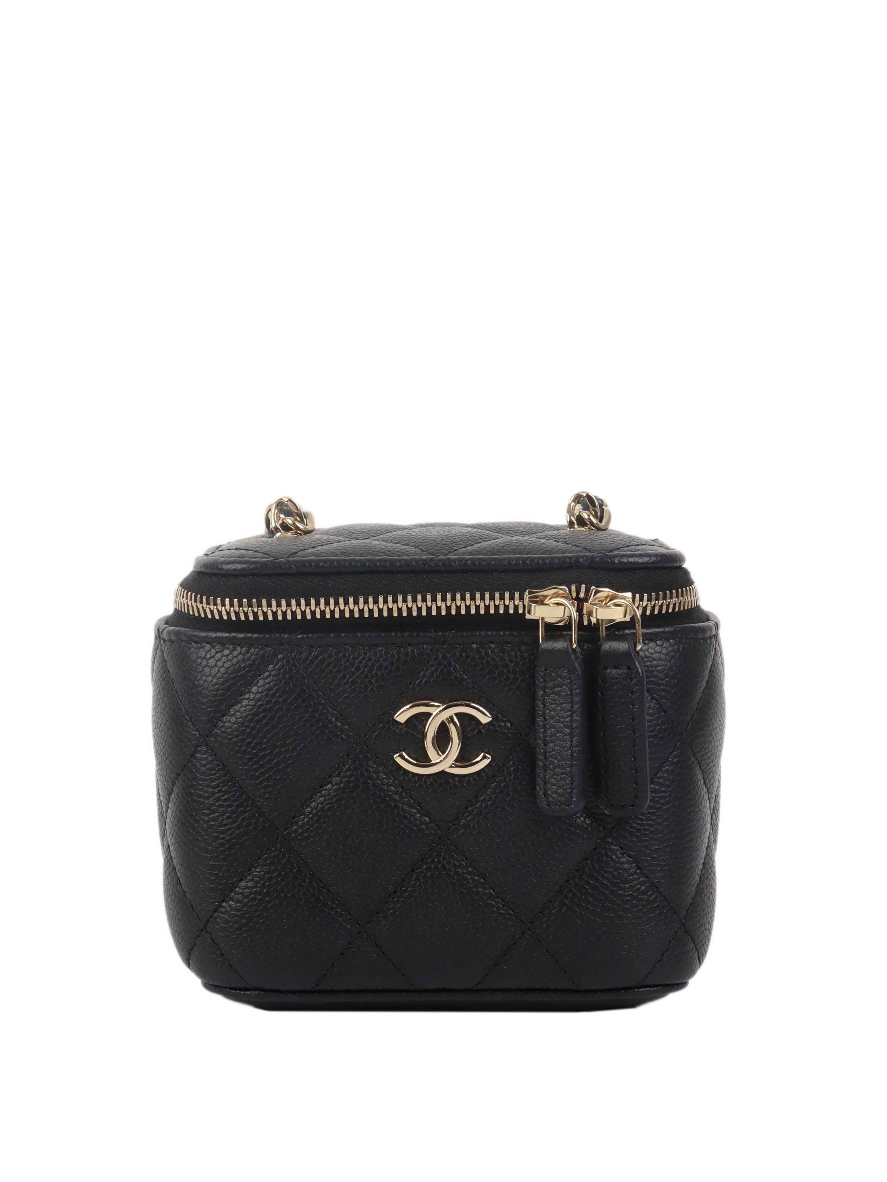 Chanel Black Caviar Leather Mini Vanity Bag - Luxury Crossbody Purse for Women, Perfect for Parties & Evening Events