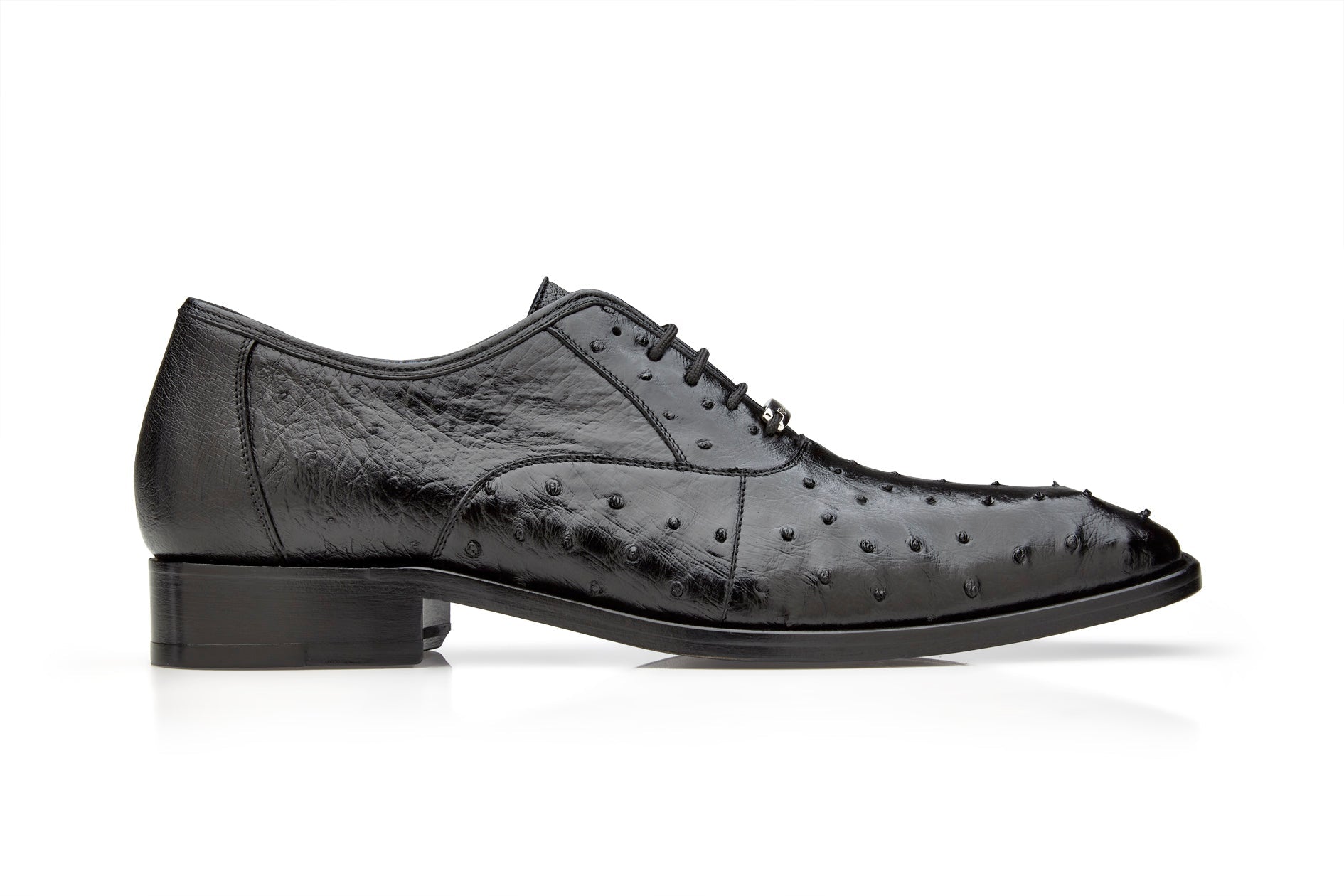 Belvedere Orlando Genuine Ostrich Quill Dress Shoes for Men - Black D01 | Premium Luxury Formal Shoes for Business, Wedding & Special Occasions
