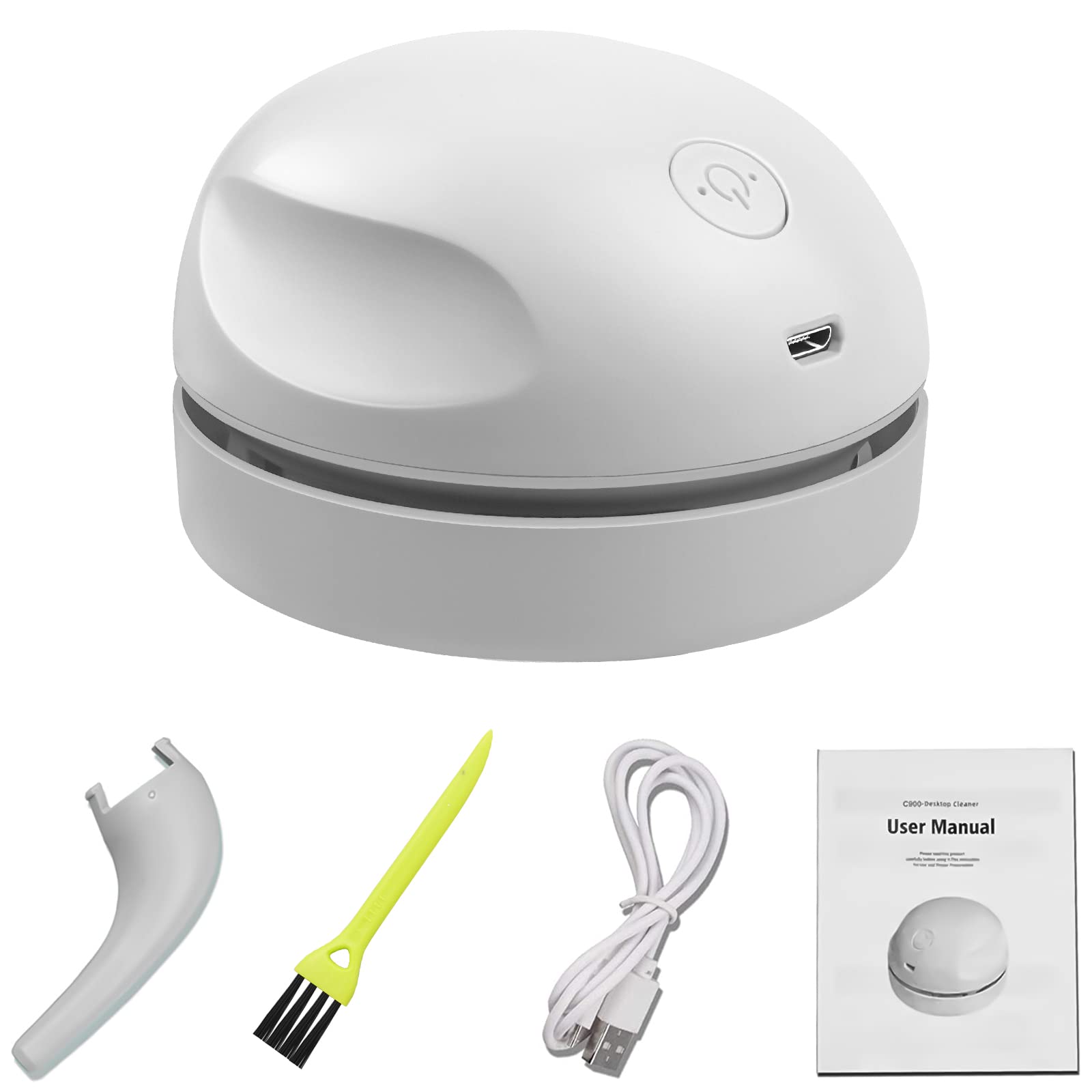 Prowithlin USB Desktop Vacuum Cleaner - Mini Portable Dust Cleaner with Detachable Nozzle & Brush for Keyboard, Piano, Car, Office, Home - Gray | Perfect for Computer, Workspace & Pet Hair Cleaning