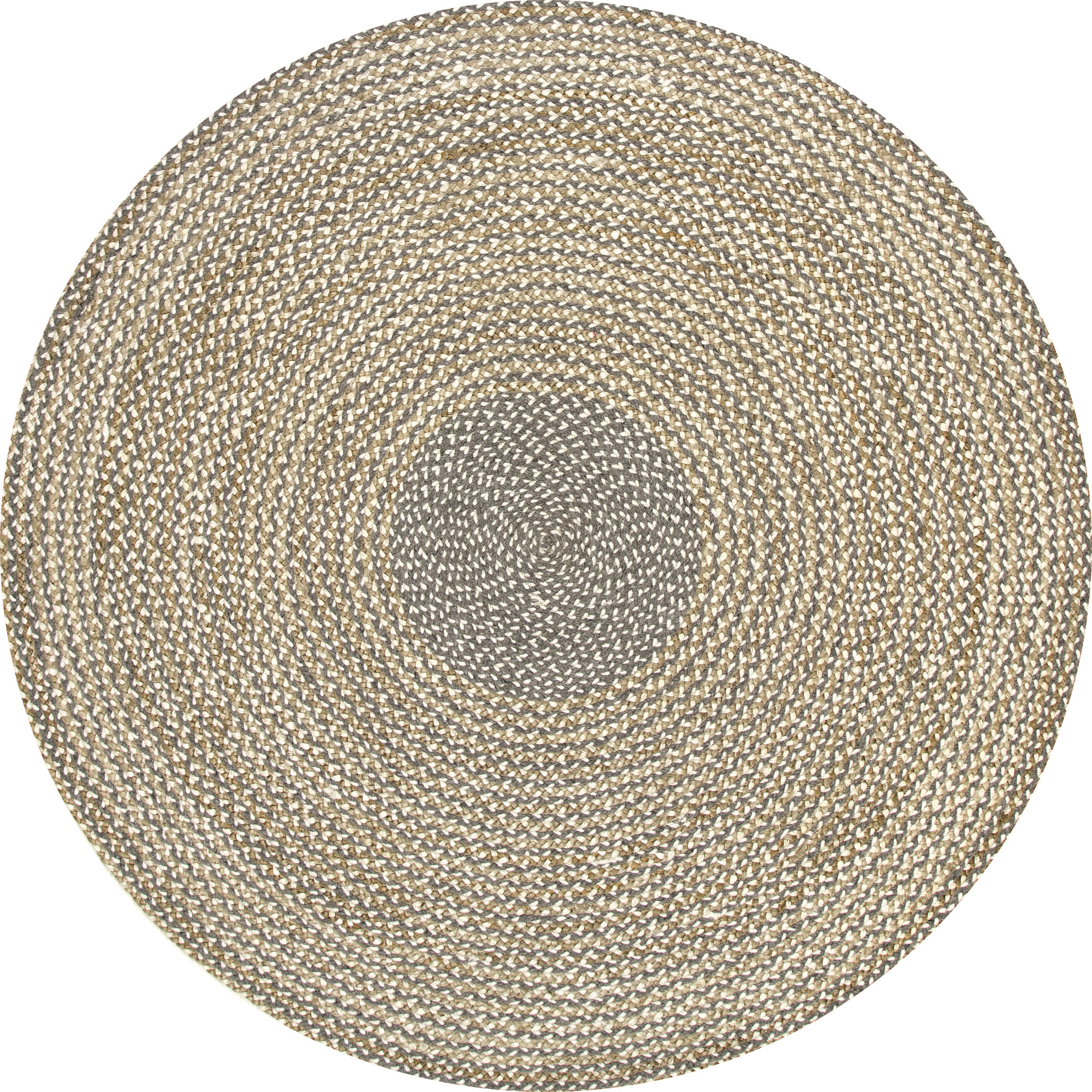 Handwoven Grey Braided Jute Rug - Natural Fiber Floor Mat for Living Room, Bedroom, or Boho Home Decor