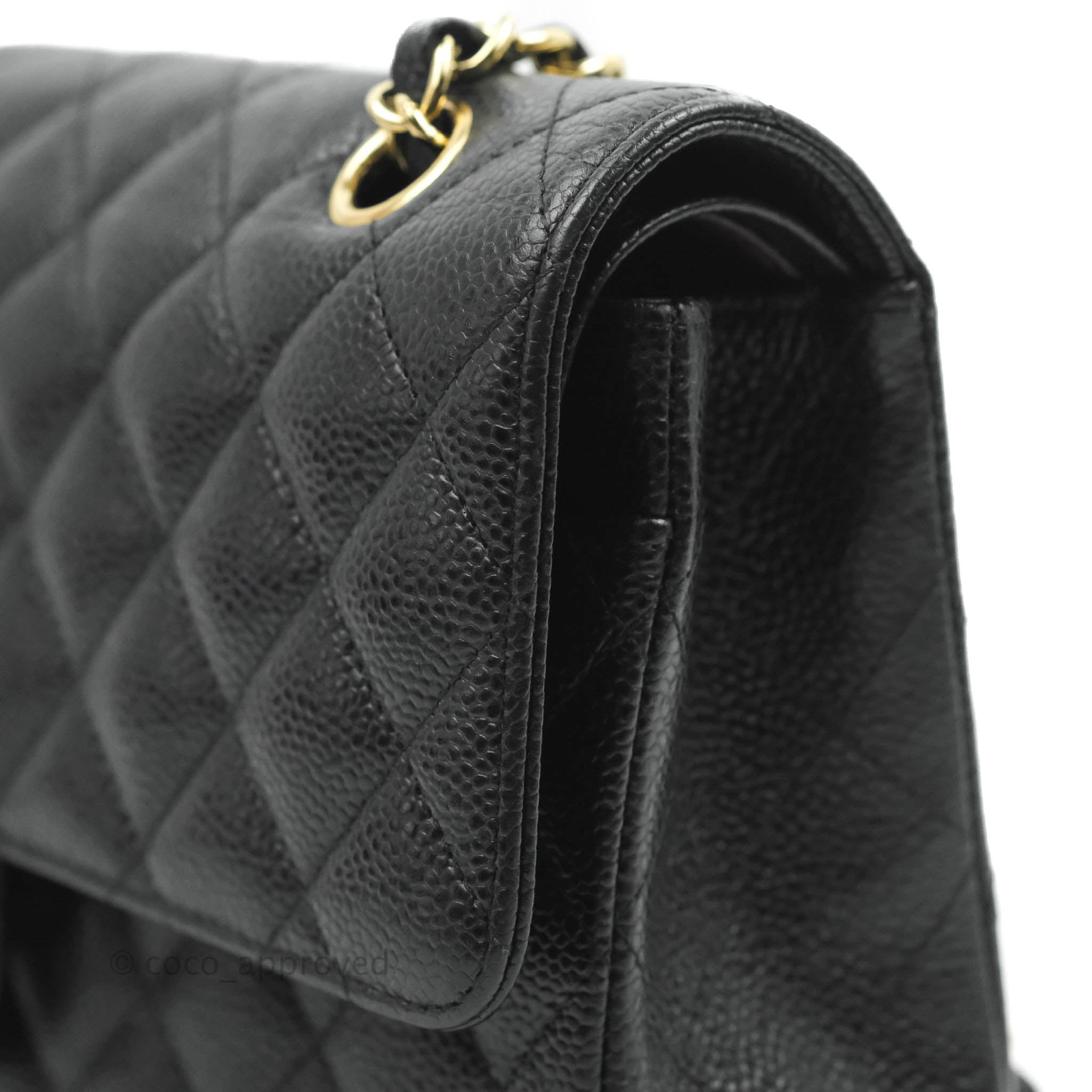 Chanel Classic Medium Double Flap Bag in Black Caviar Leather with Gold Hardware - Luxury Handbag for Women, Perfect for Work, Evening Events & Special Occasions