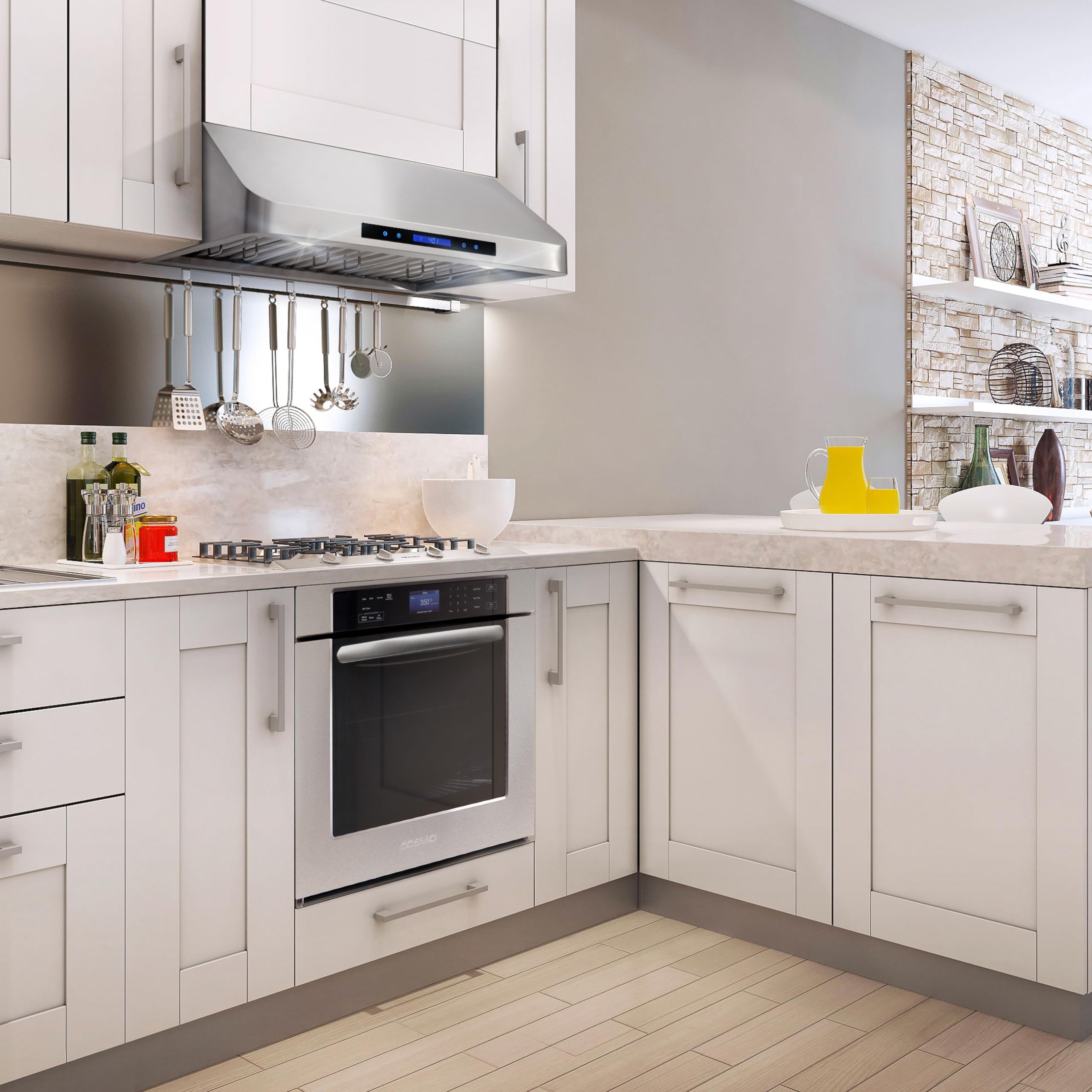 COSMO COS-QS75 30-Inch 500 CFM Ducted Under Cabinet Range Hood - Stainless Steel, Touch Control & LED Lights for Modern Kitchens | Perfect for Cooking, Ventilation & Home Upgrade