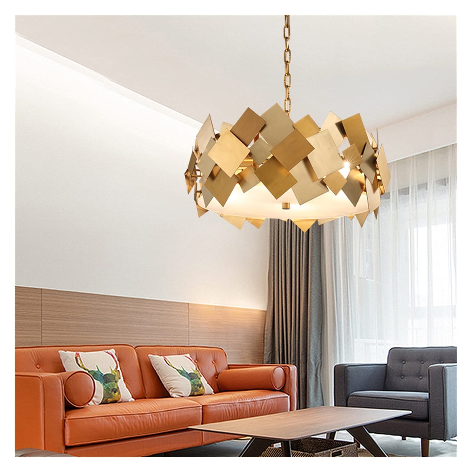 Modern Luxury LED Chandelier - 53x22cm Gold Pendant Light for Living Room & Bedroom - Energy Efficient Crystal Ceiling Lighting Fixture for Dining Room, Hallway, and Home Decor