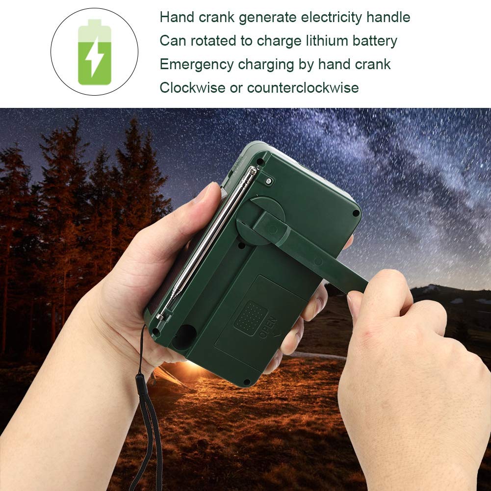 Solar Hand Crank Emergency Radio with LED Flashlight & Phone Charger - Portable NOAA Weather Radio for Camping, Hiking, Backpacking & Power Outages