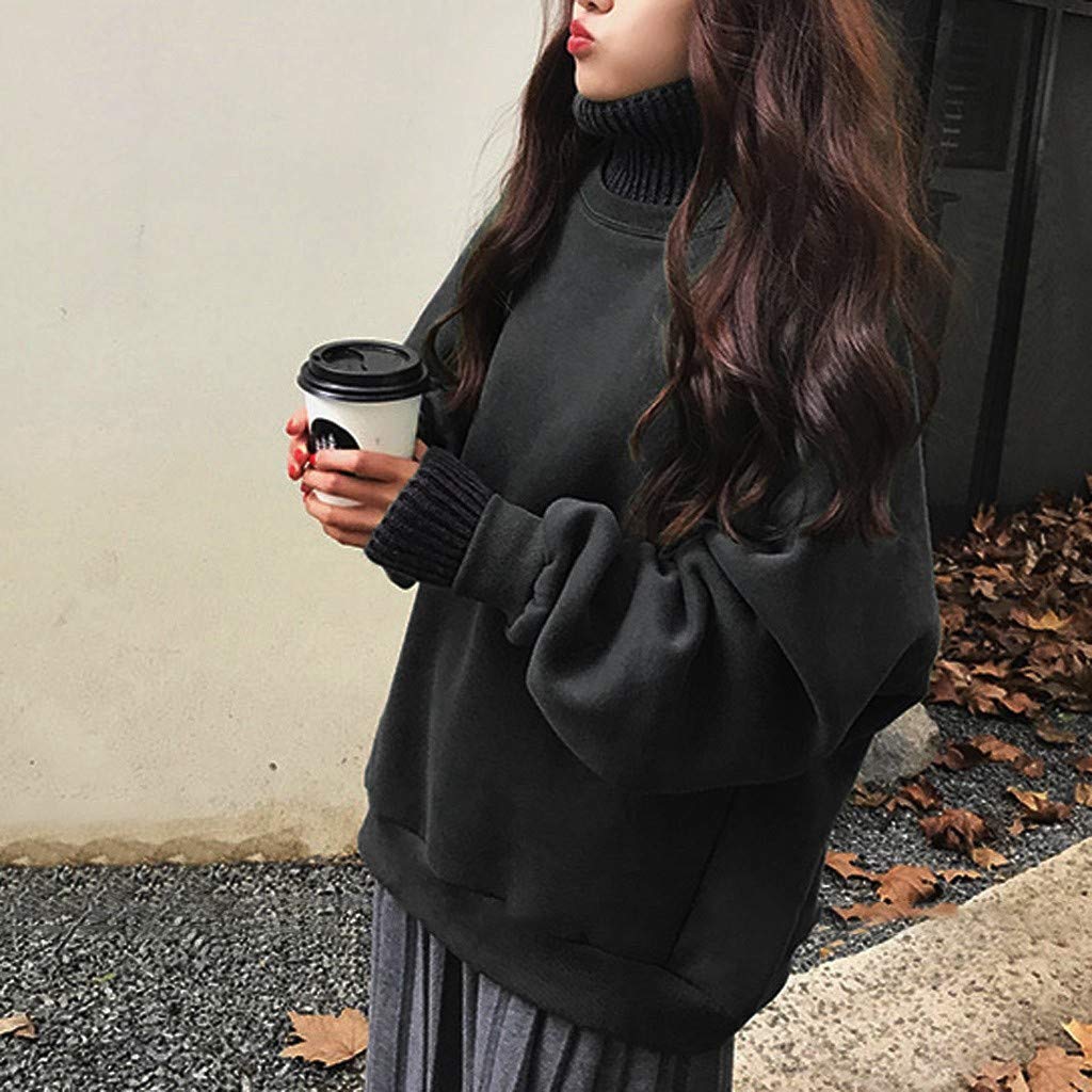 Women's Casual Turtleneck Sweater - Fake Two Piece Pullover Top, Loose Knit Sweatshirt Tunic Blouse for Fall & Winter Layering | Office Wear, Date Night Outfits, Cozy Home Loungewear