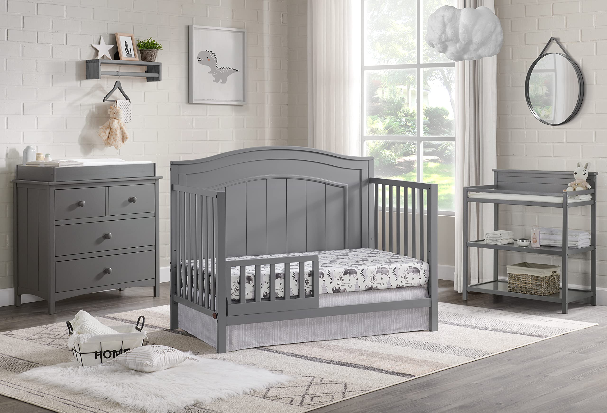 Oxford Baby Nolan/North Bay Crib to Toddler Bed Guard Rail Conversion Kit - Dove Gray - GreenGuard Gold Certified - Safe Transition for Growing Toddlers - Perfect for Nursery & Kids' Room