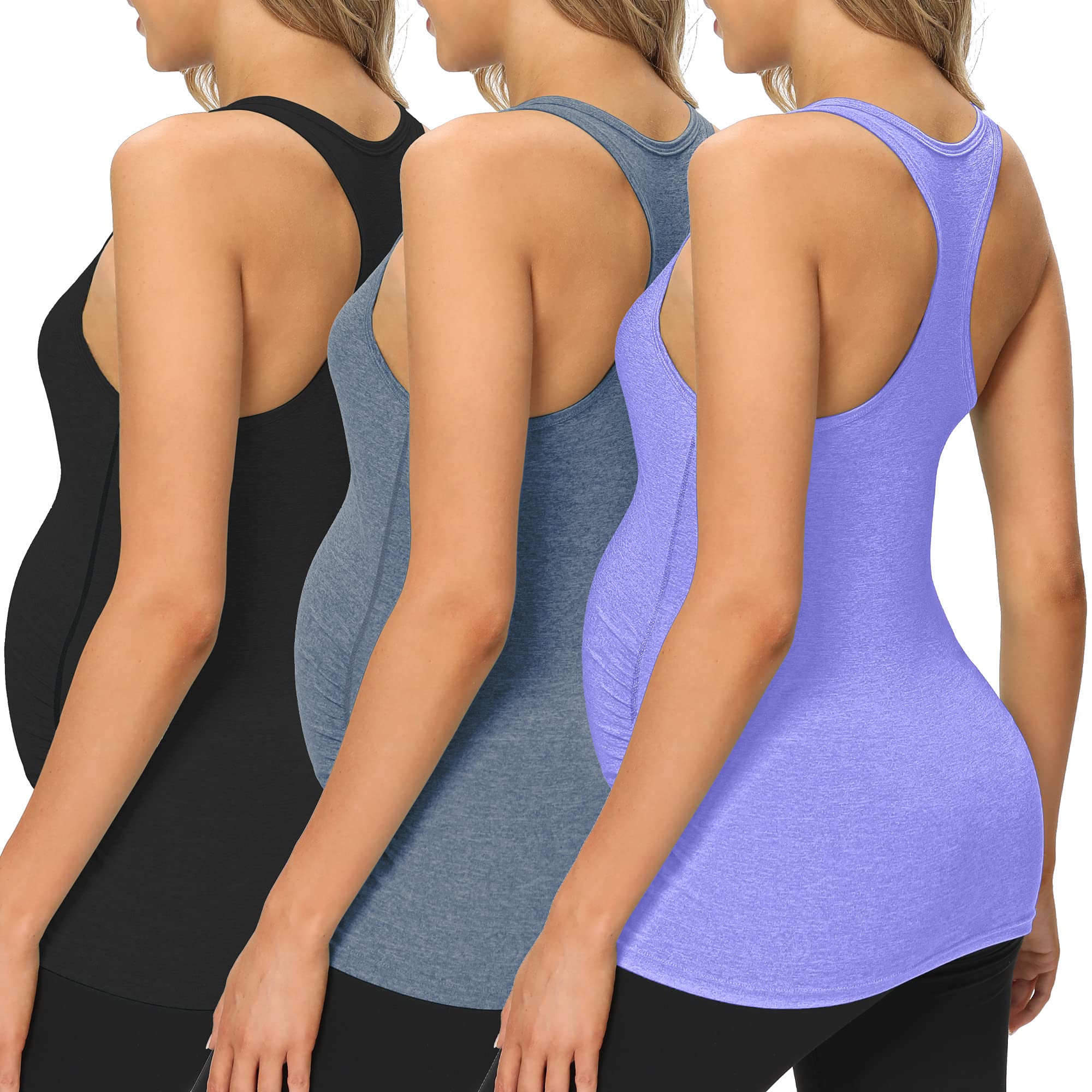 FitGlam Women's Maternity Tank Tops - Breathable Workout & Yoga Shirts for Pregnancy, Racerback Activewear for Gym, Running & Daily Comfort - Perfect for Maternity Exercise & Relaxation