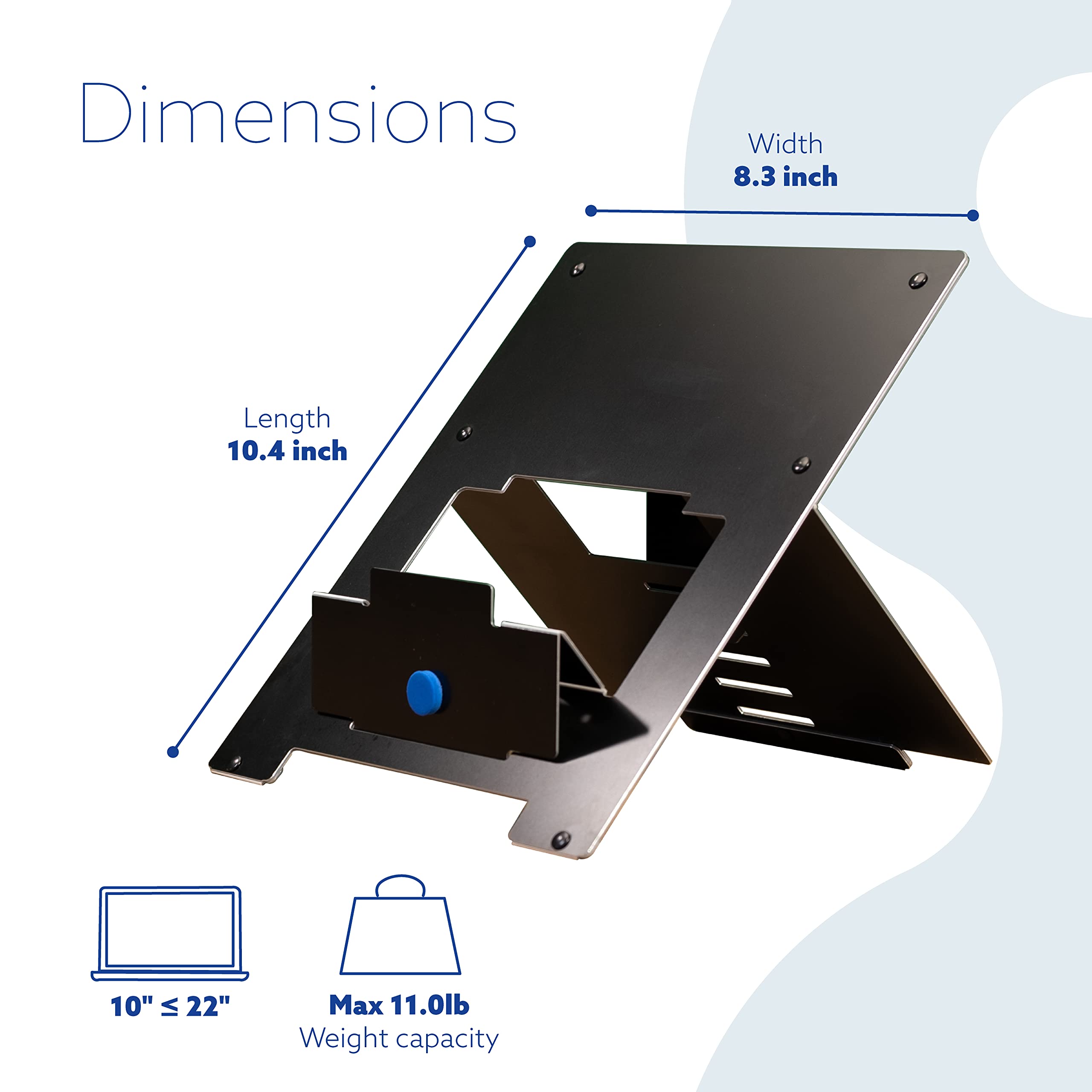 Ultra-Thin Aluminum Ergonomic Laptop Stand - Adjustable Portable Notebook Riser for 10-22