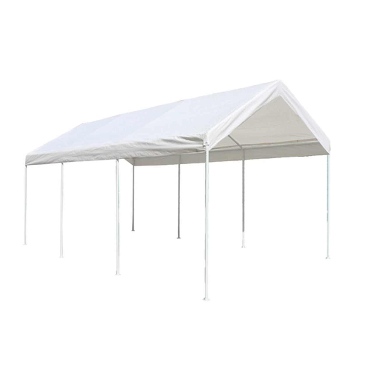 Heavy Duty 10x20 Ft White Aleko Polyethylene Carport with Steel Frame - Perfect for Vehicle Shelter, Outdoor Storage & RV Cover
