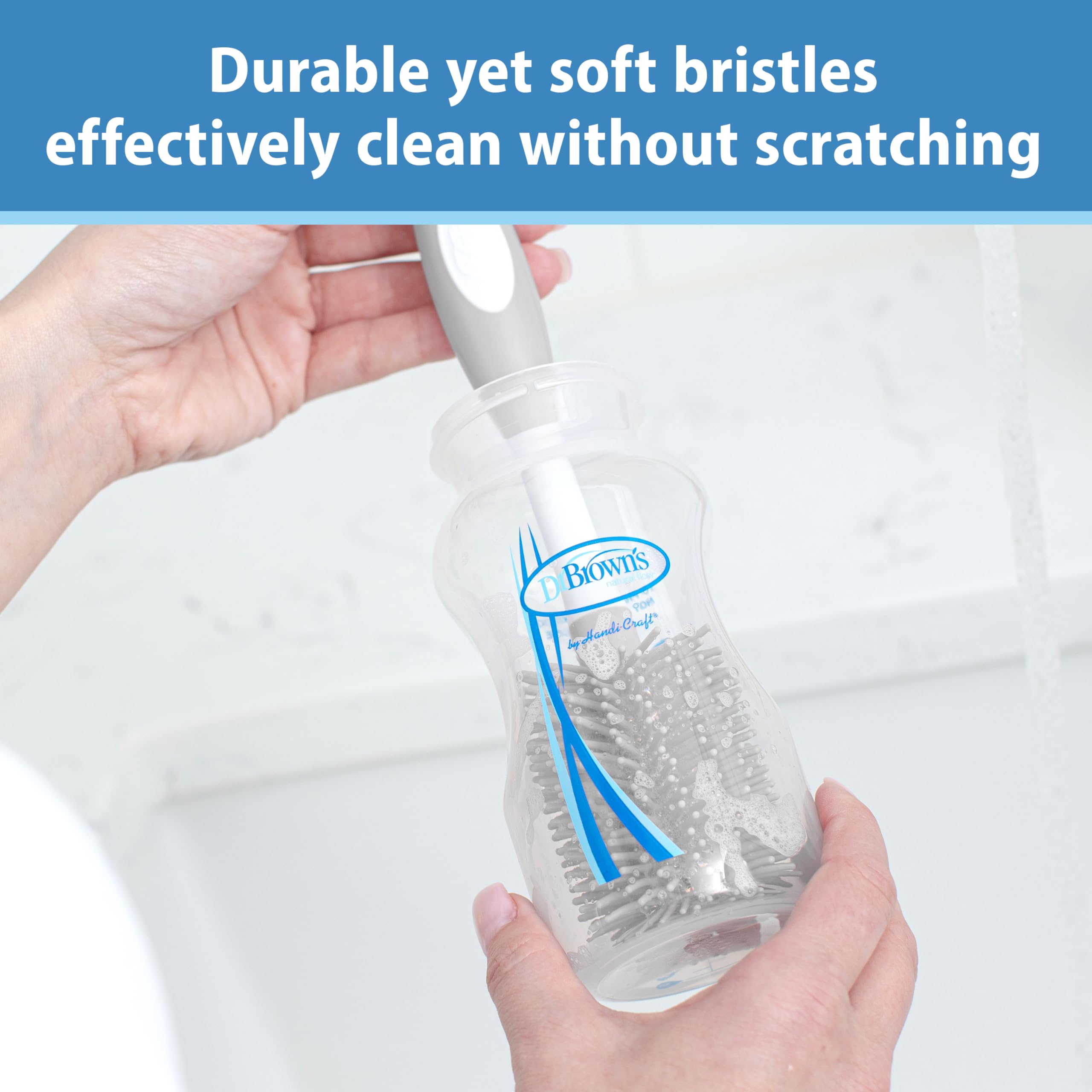 Dr. Brown's 960 Microwave Steam Sterilizer Bags & Soft Touch Bottle Brush Set - Blue | Baby Bottle Cleaning & Sterilizing Kit for Breastfeeding, Travel & Daycare Use