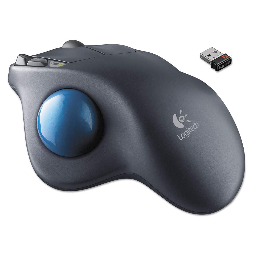 Logitech M570 Wireless Trackball Mouse - Ergonomic Laser Tracking, 2.4GHz Wireless RF, Dark Gray, USB Receiver, Smooth Scroll Wheel - Perfect for Office Work, CAD Design & Computer Programming