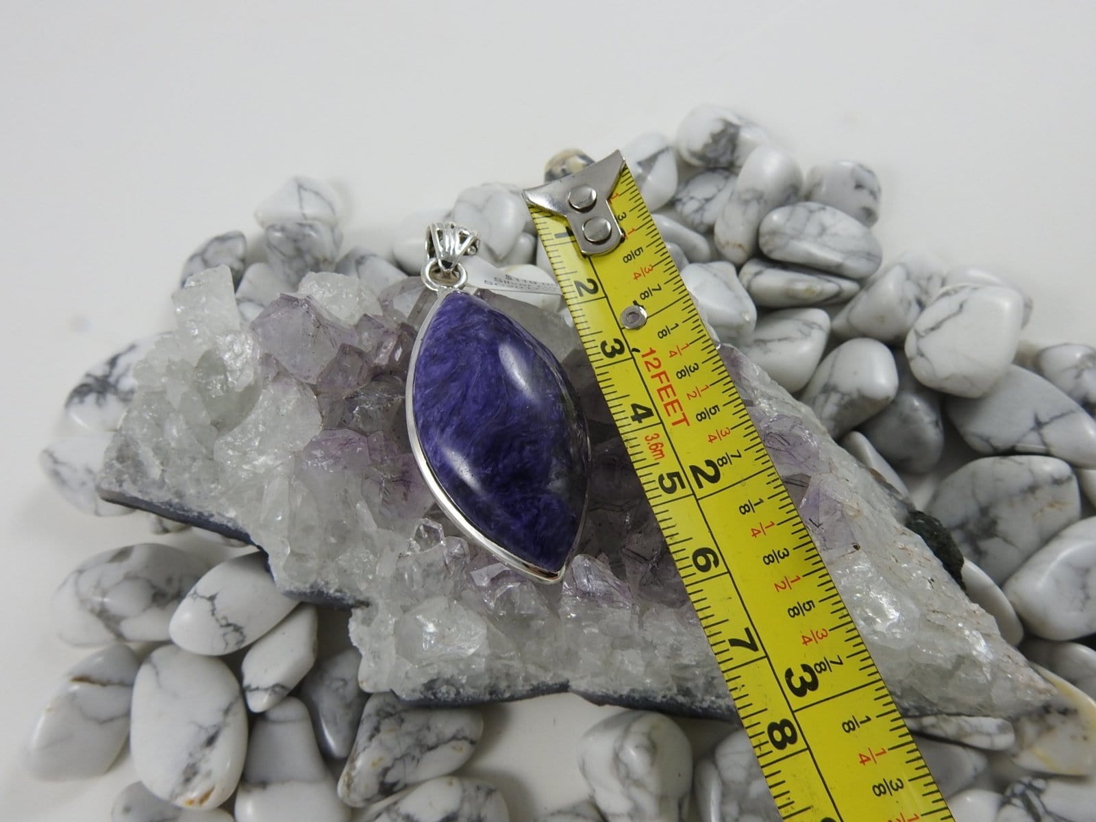 Natural Charoite Gemstone Sterling Silver Pendant Necklace for Women | Healing Crystal Jewelry Gift for Meditation, Energy Balancing & Spiritual Protection