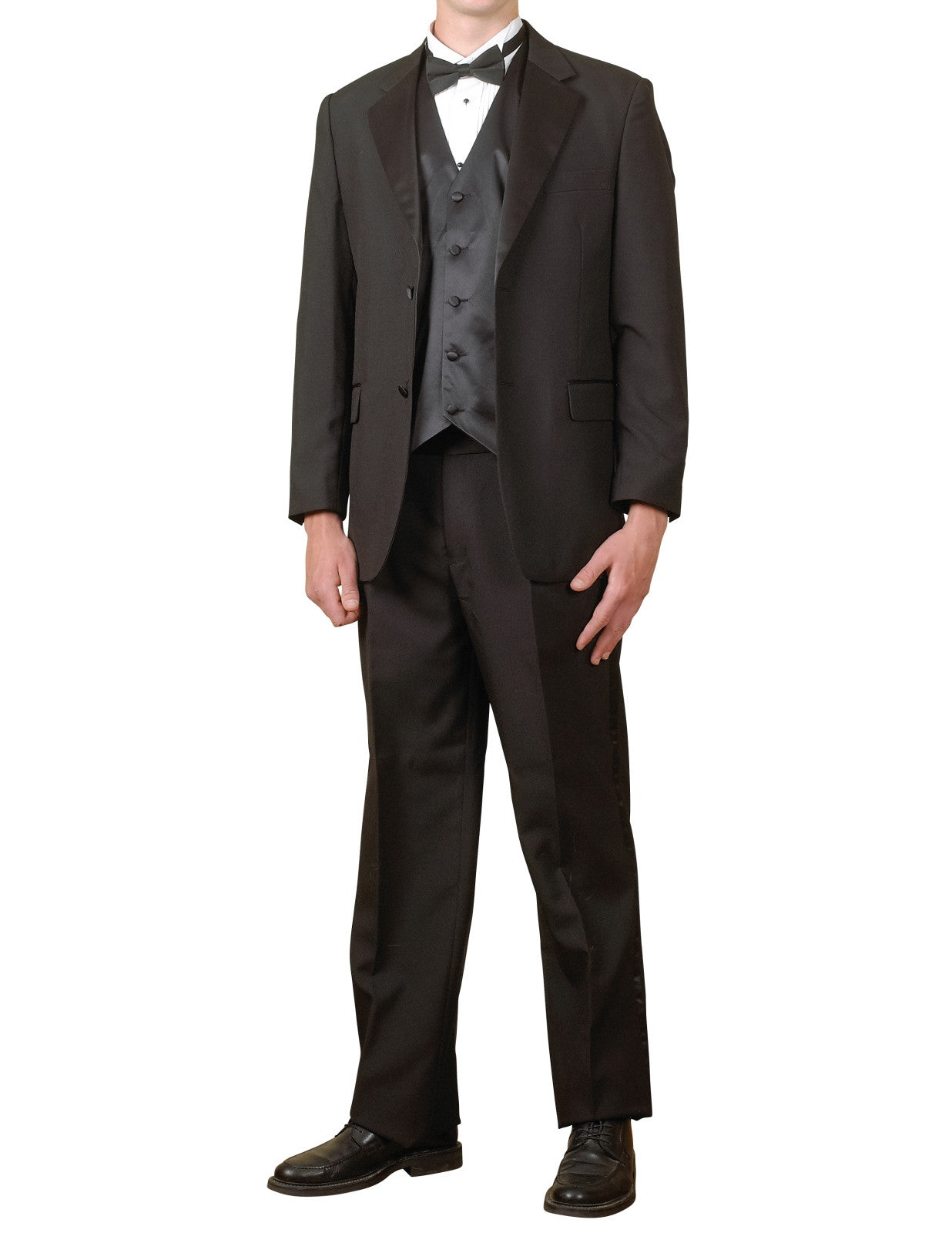 Men's 6-Piece Black Tuxedo Suit Set with Single Breasted Vest - Formal Wedding, Prom & Evening Wear