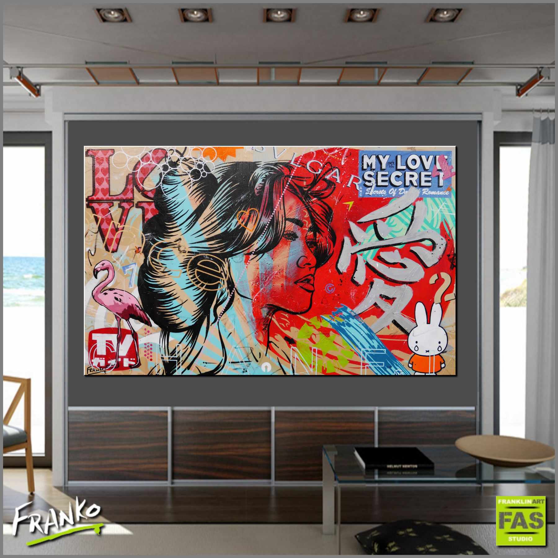 Destiny 160cm x 100cm Geisha Textured Urban Pop Art Canvas Painting - Modern Wall Decor for Living Room, Bedroom & Office