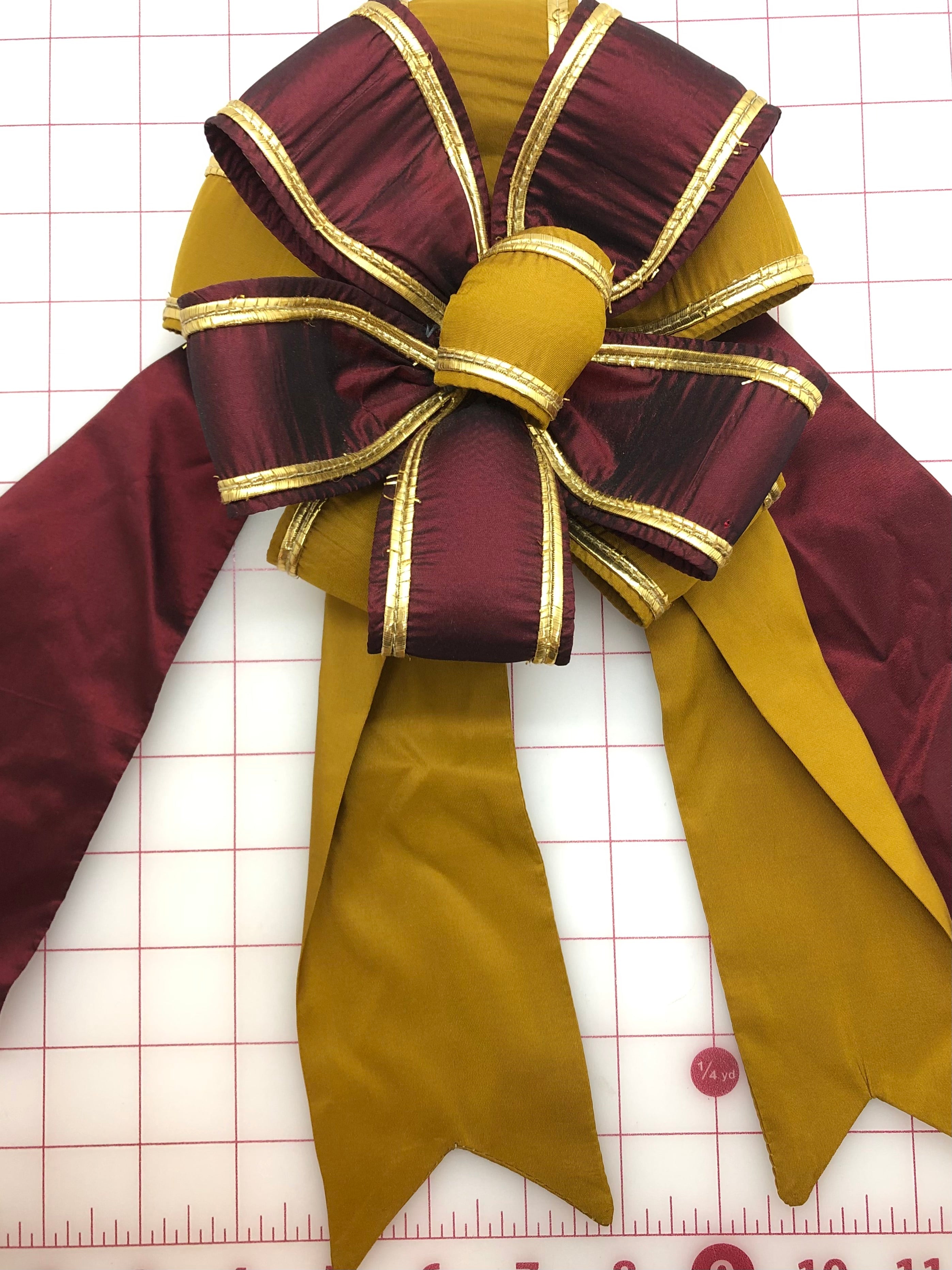 Elegant Burgundy & Gold Metallic Horsehair Bows - Limited Stock Only 2 Left! Perfect for Weddings, Gifts & Home Decor