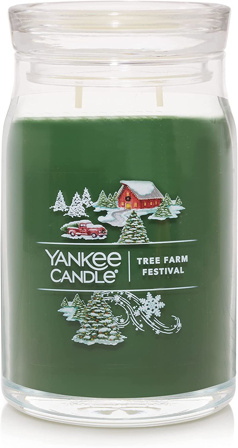 Yankee Candle Tree Farm Festival Large Signature Jar Candle - 14.5oz Scented Candle for Home Decor, Gifts & Aromatherapy | Perfect for Christmas, Fall Decor & Cozy Evenings