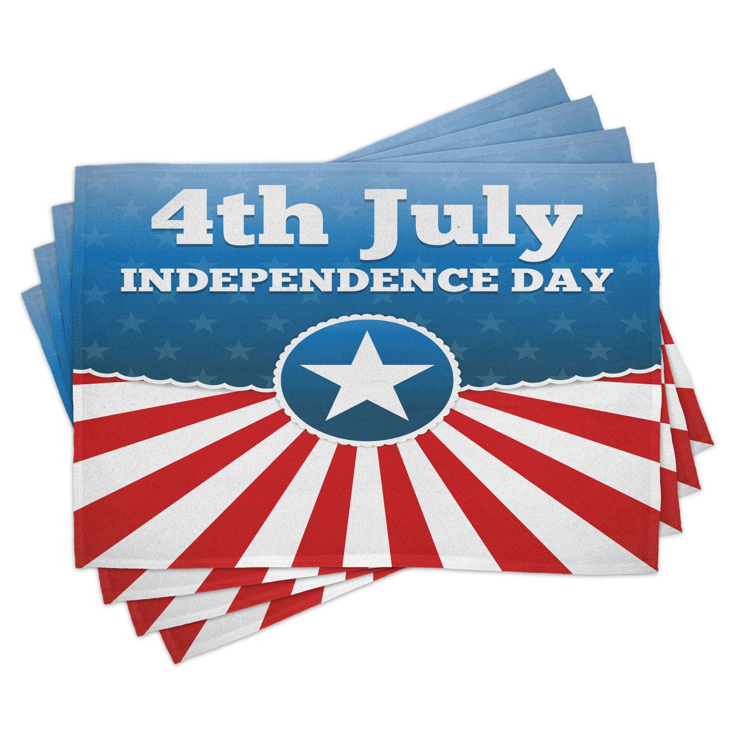 Ambesonne 4th of July Patriotic Place Mats Set of 4 - Stars & Stripes Independence Day Themed Washable Fabric Table Mats for Dining Room Kitchen Decor - Perfect for BBQs, Parties & Holiday Celebrations