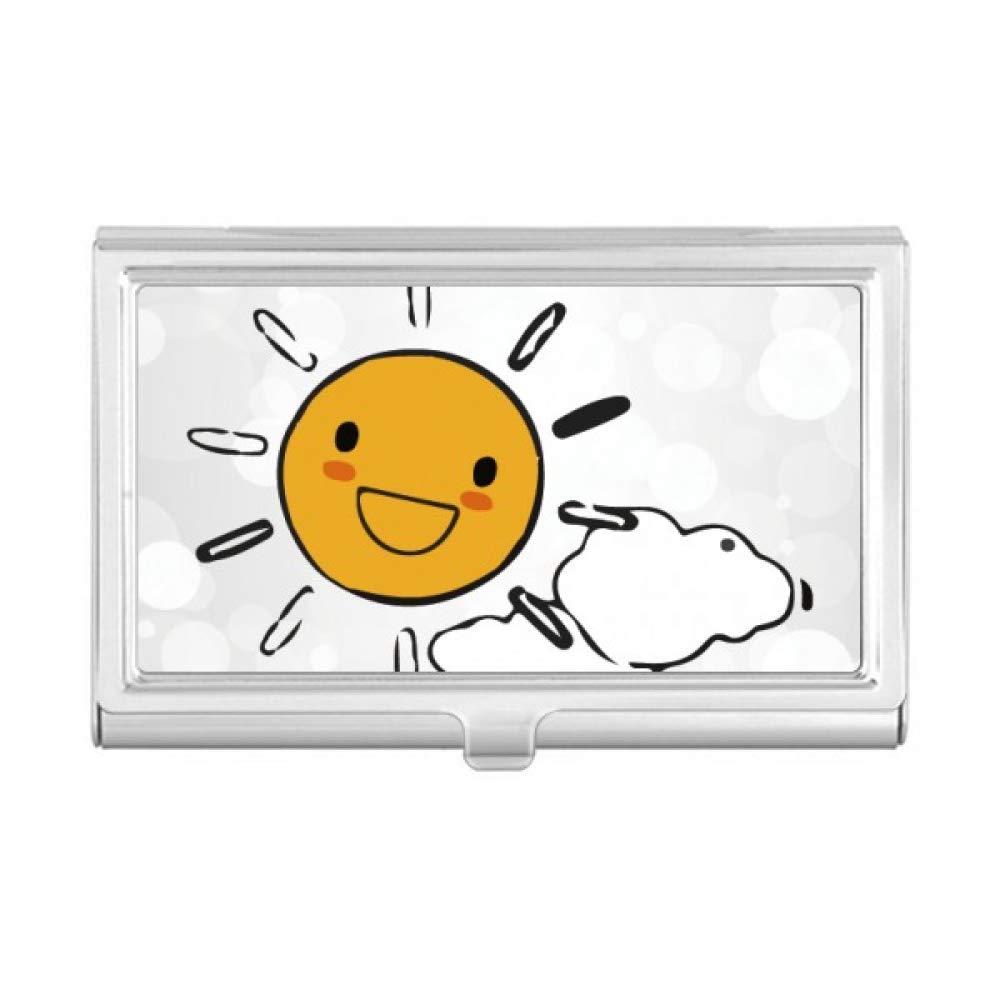 Weather Sun Cloud Illustration Pattern Business Card Holder Case - Stylish Pocket Wallet for Office, Meetings & Networking Events - Perfect for Professionals & Business Cards Organization