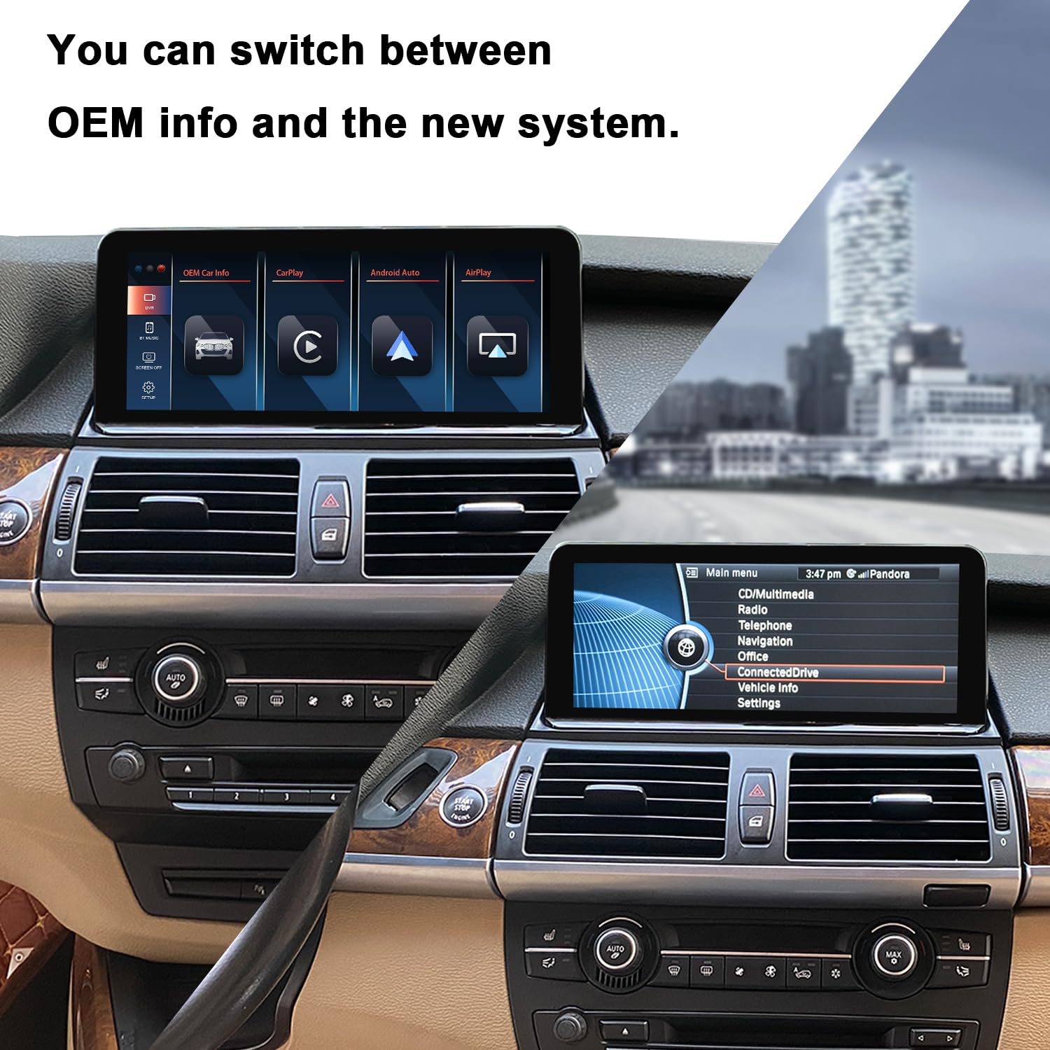 PEMP Linux Vertical Screen E70 E71 Wired & Wireless CarPlay Android Auto Retrofit - 1920x720 HD Display Mirror Link Bluetooth Car Radio Video Player for BMW X5 X6 CIC (2010-2012) - Perfect for Upgrading Your BMW's Infotainment System