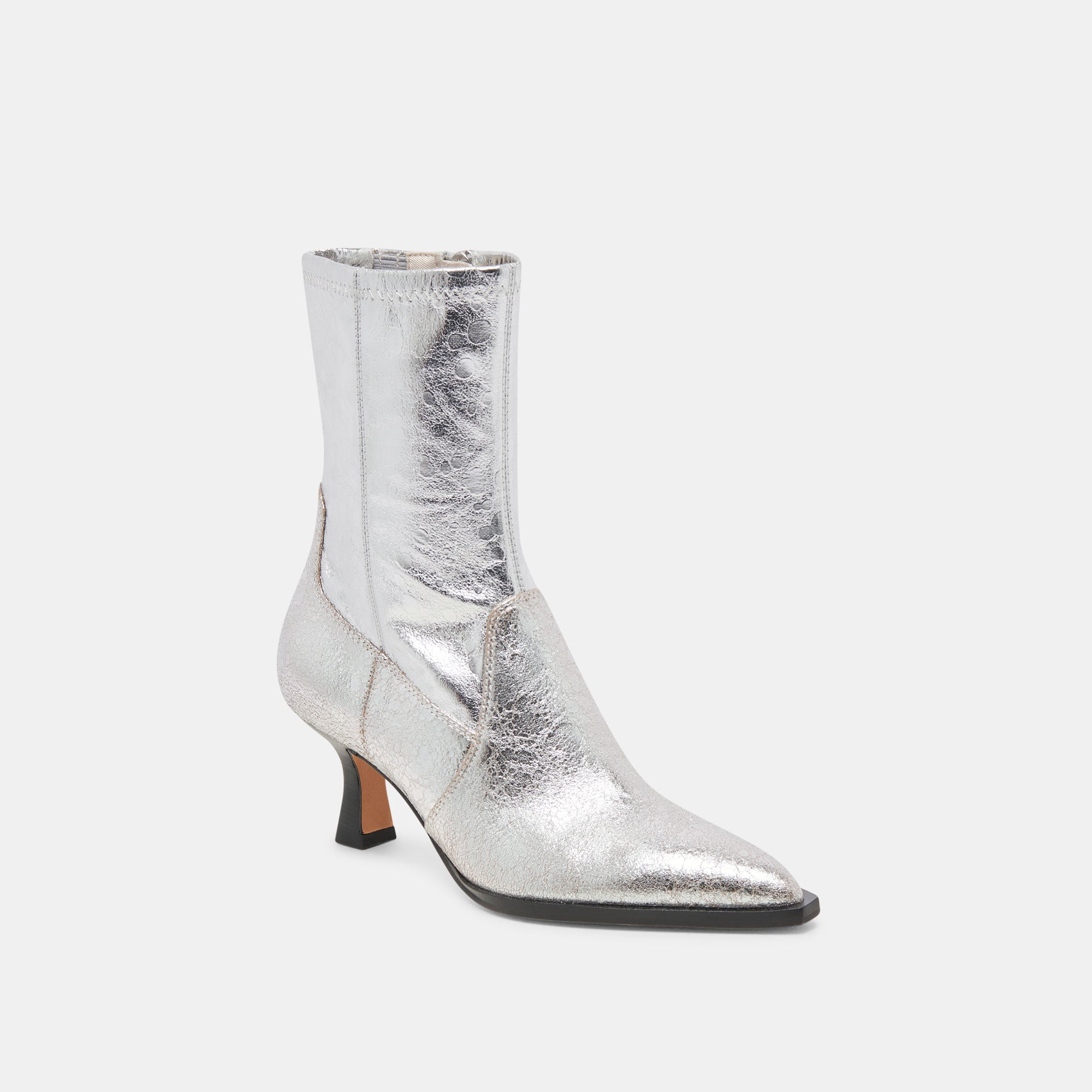 ARYA Women's Wide Calf Boots in Silver Distressed Leather - Comfortable & Stylish for Fall/Winter Fashion, Office Wear & Night Out