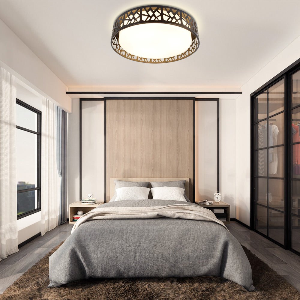 Dimmable 35W LED Ceiling Light with Remote Control - Round Flush Mount Black Ceiling Lamp, 3 Color Changeable (3000K-6000K) for Bedroom, Kitchen, Dining Room, Office, Hall & Kids' Room - Modern Lighting with Timer Function for Home & Commercial Spaces