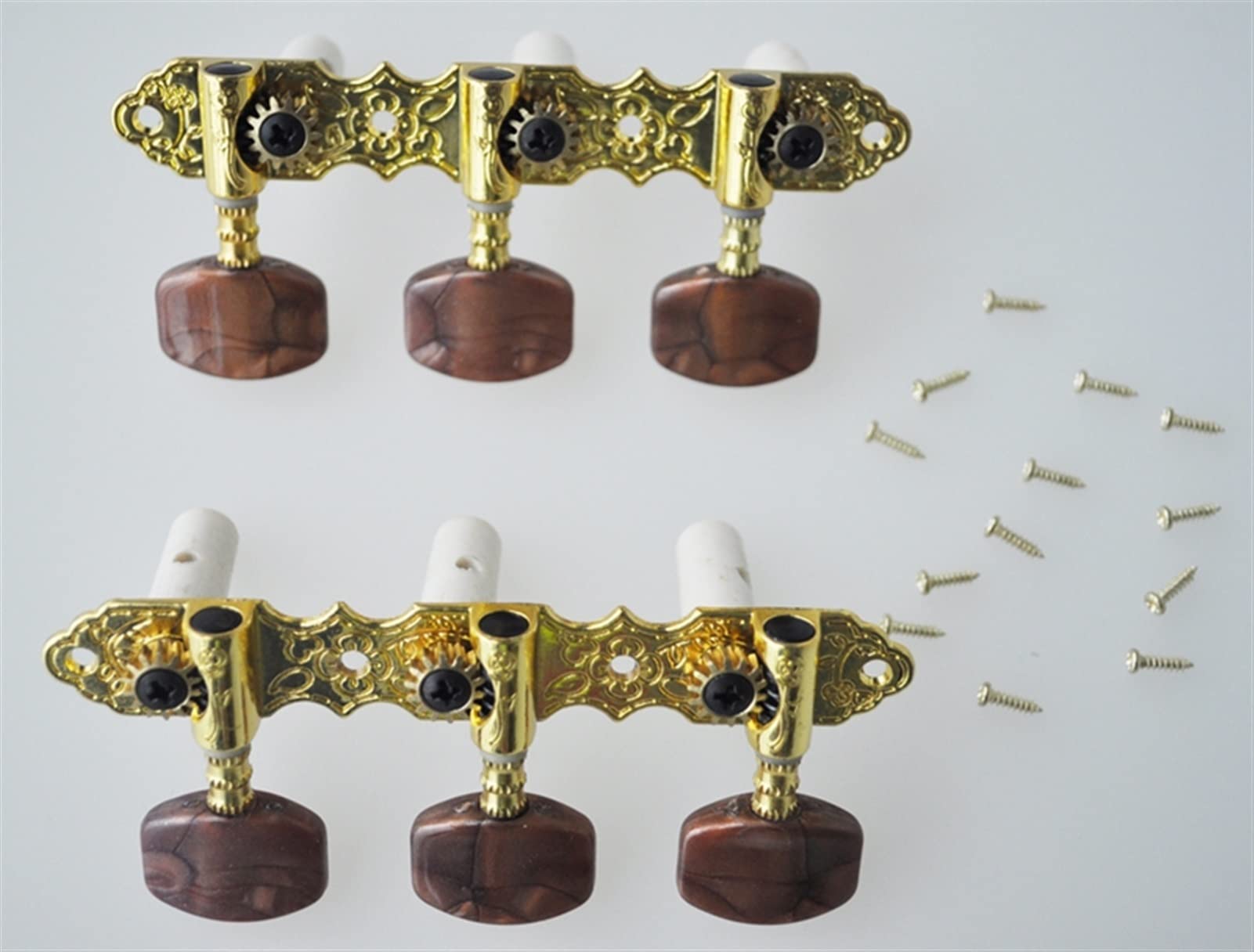 Classical Guitar Tuner Machine Heads - Premium Brown Tuning Pegs for Accurate & Smooth Tuning | Perfect for Classical, Flamenco & Acoustic Guitars