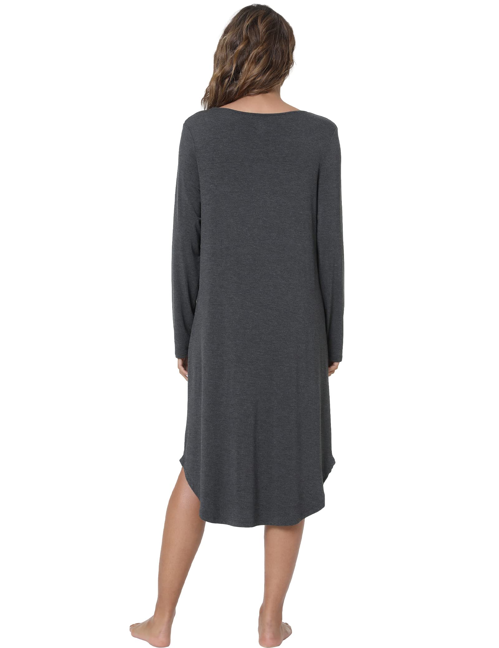 Soft Bamboo Nightgowns for Women - Long Sleeve V-Neck Sleepwear | Comfortable Loungewear & Sleepwear for Relaxing at Home
