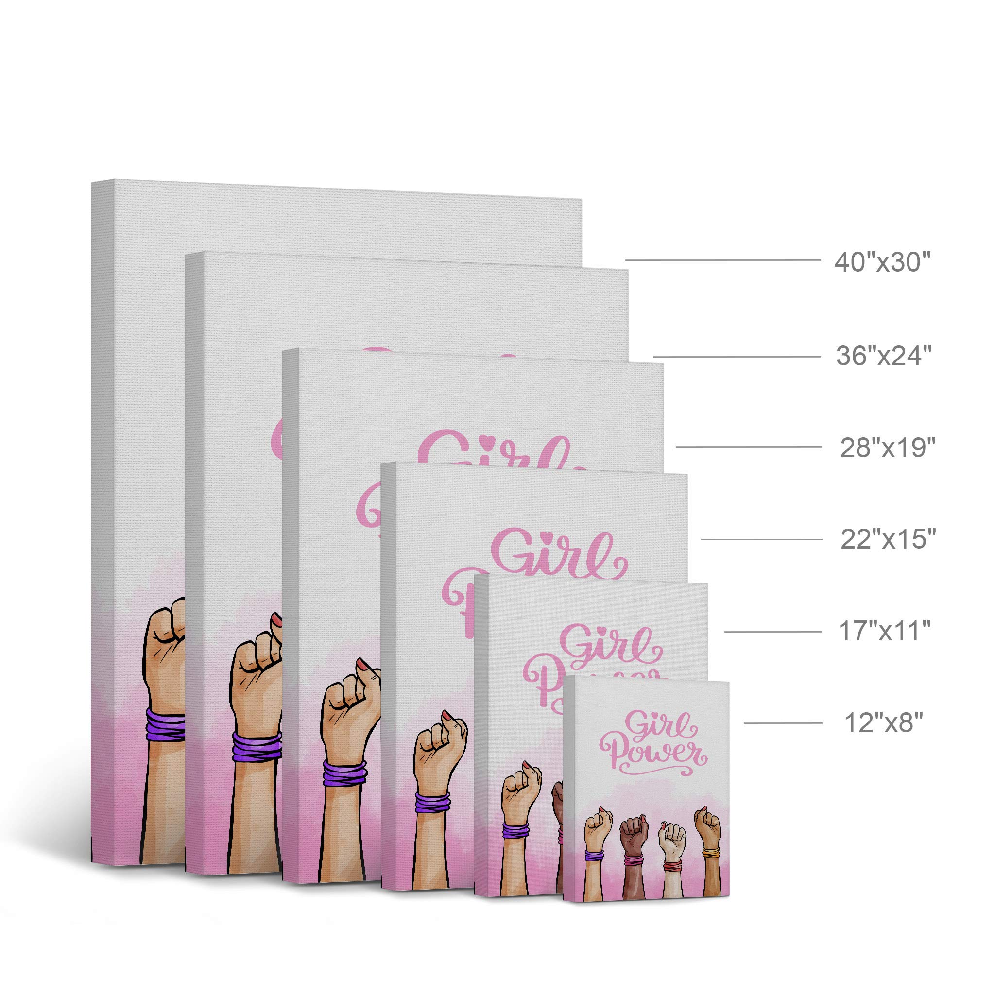 Girl Power Quote Diversity Canvas Print - African American & White Black Kids Wall Art for Nursery, Baby Room & Kids Room Decor - Ready to Hang 40x30 - Made in USA | Perfect for Inspiring Young Girls & Classroom Diversity Decor