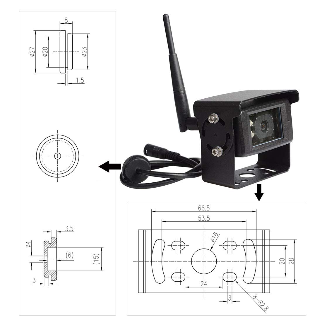 Haloview CA108 Wireless HD Rear View Camera for MC7108 - Backup Camera for Trucks, Trailers, RVs & Commercial Vehicles - Easy Installation & Night Vision