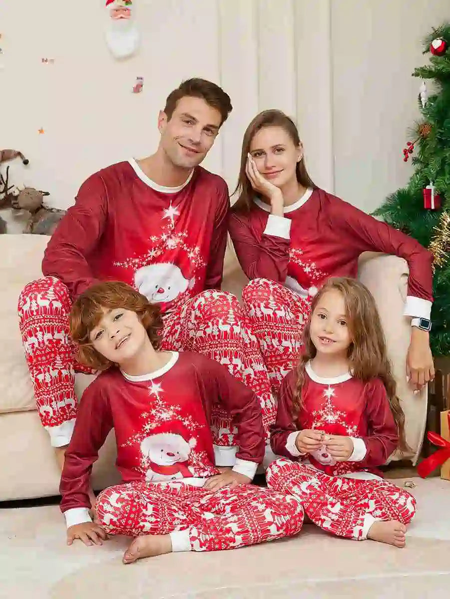 Snowman Christmas Matching Family Pajamas Set - Cozy Holiday Sleepwear for Kids & Adults - Perfect for Christmas Morning & Family Photos