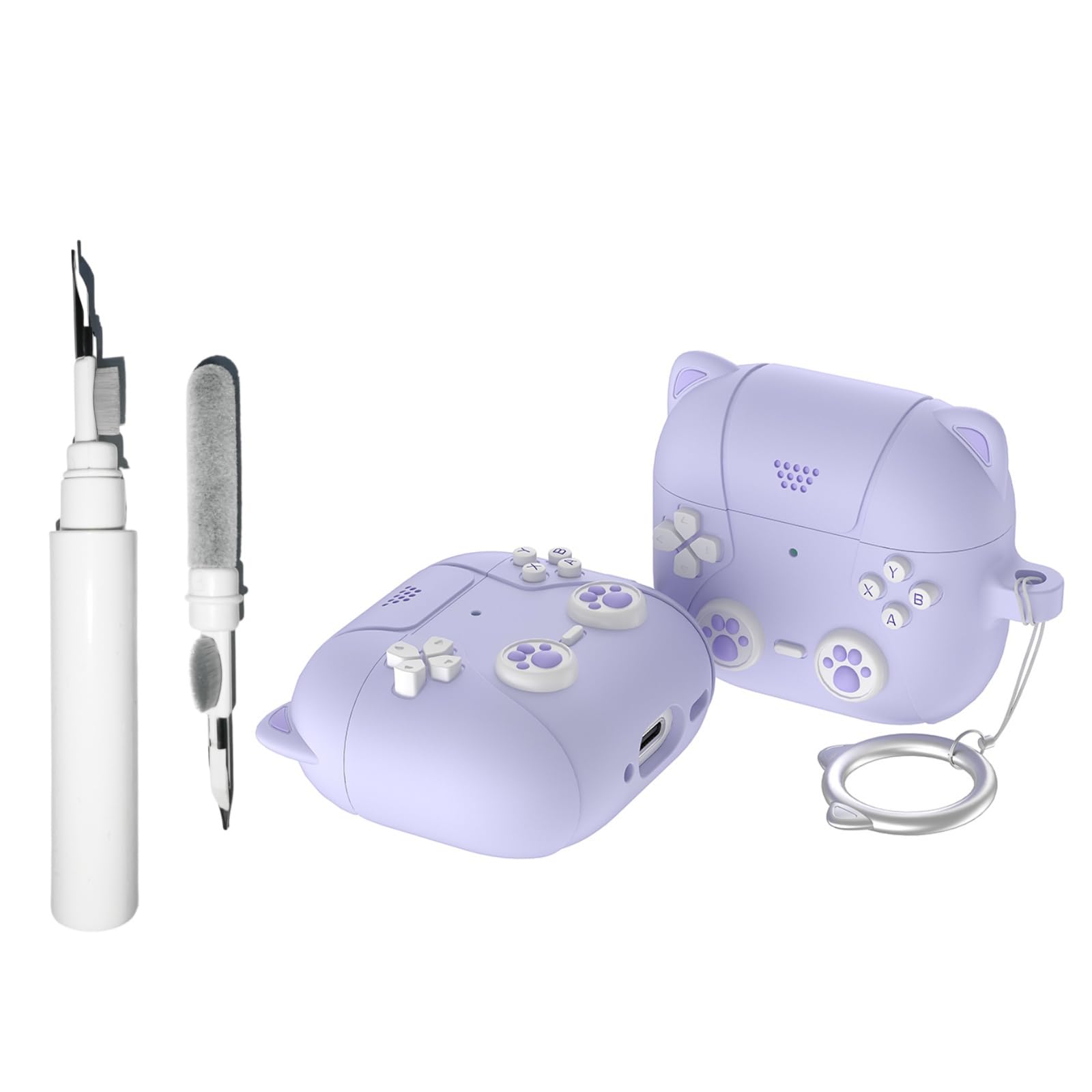 3 in 1 Cute Anime Cat AirPods 4 Case with Keychain - Soft Silicone Shockproof Protective Cover, Noise Cancelling Compatible with AirPods 4th Gen + Cleaning Kit - Perfect for Gaming, Travel & Daily Use