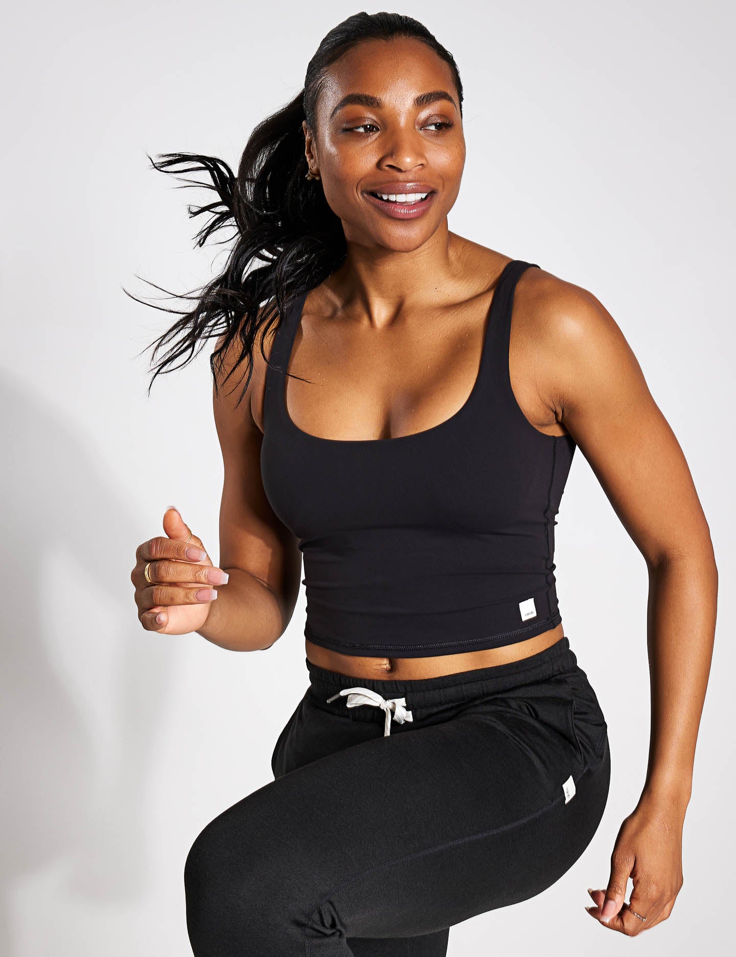 Black High Waisted Daily Crop Top - Comfortable & Stylish for Yoga, Workouts, and Casual Wear