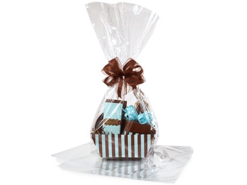 Clear 18x30 Inch 1.2 Mil Thick Cello Bags - Pack of 100 Premium Basket Size Plastic Wrapping Bags for Gift Packaging, Party Favors, Retail Display & Food Storage