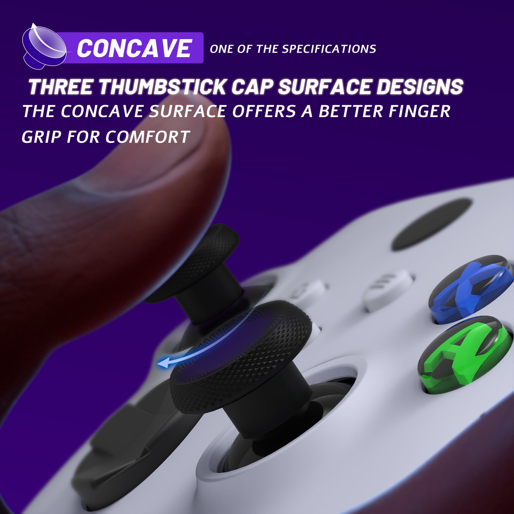 eXtremeRate ThumbsGear V3 Interchangeable Thumbsticks for Xbox Core Controller - 4 Height Adjustable Convex & Concave Grip Joysticks Compatible with Xbox One S/X/Elite & Nintendo Switch Pro Controller (Black, VRVX3M001) - Perfect for Gaming, FPS, Racing & VR Gaming