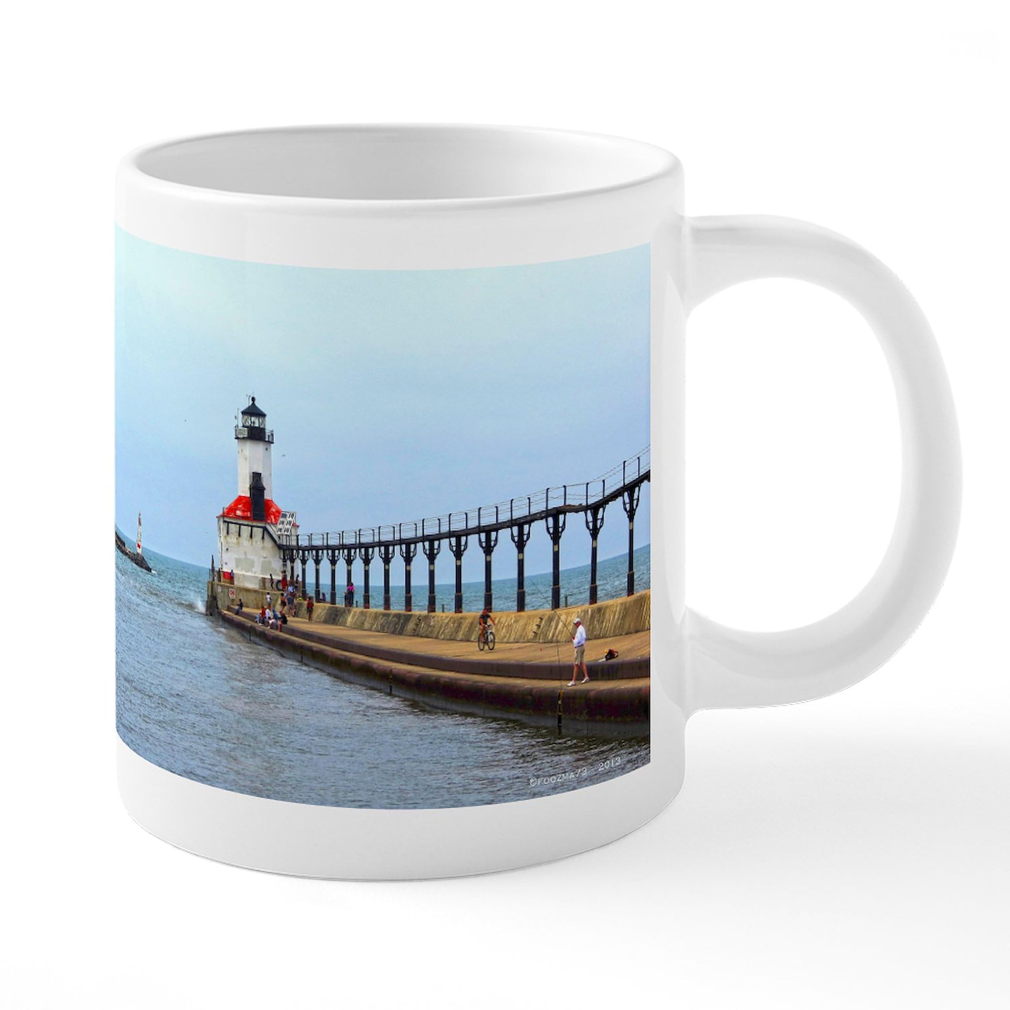 Michigan City Lighthouse 20 oz Ceramic Coffee Mug - Large Insulated Travel Cup for Hot & Cold Drinks - Perfect for Home, Office, Camping and Gifts