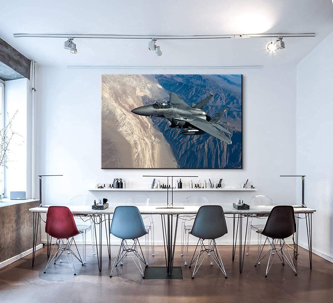 US Air Force F-15E Strike Eagle Jet Fighter Aviation Wall Art Poster - 28x40 Inch Military Decor, Airplane Pictures for Home & Office, Man Cave, Bedroom, Game Room, Bar Decor - Perfect Gift for Aviation Enthusiasts & Veterans