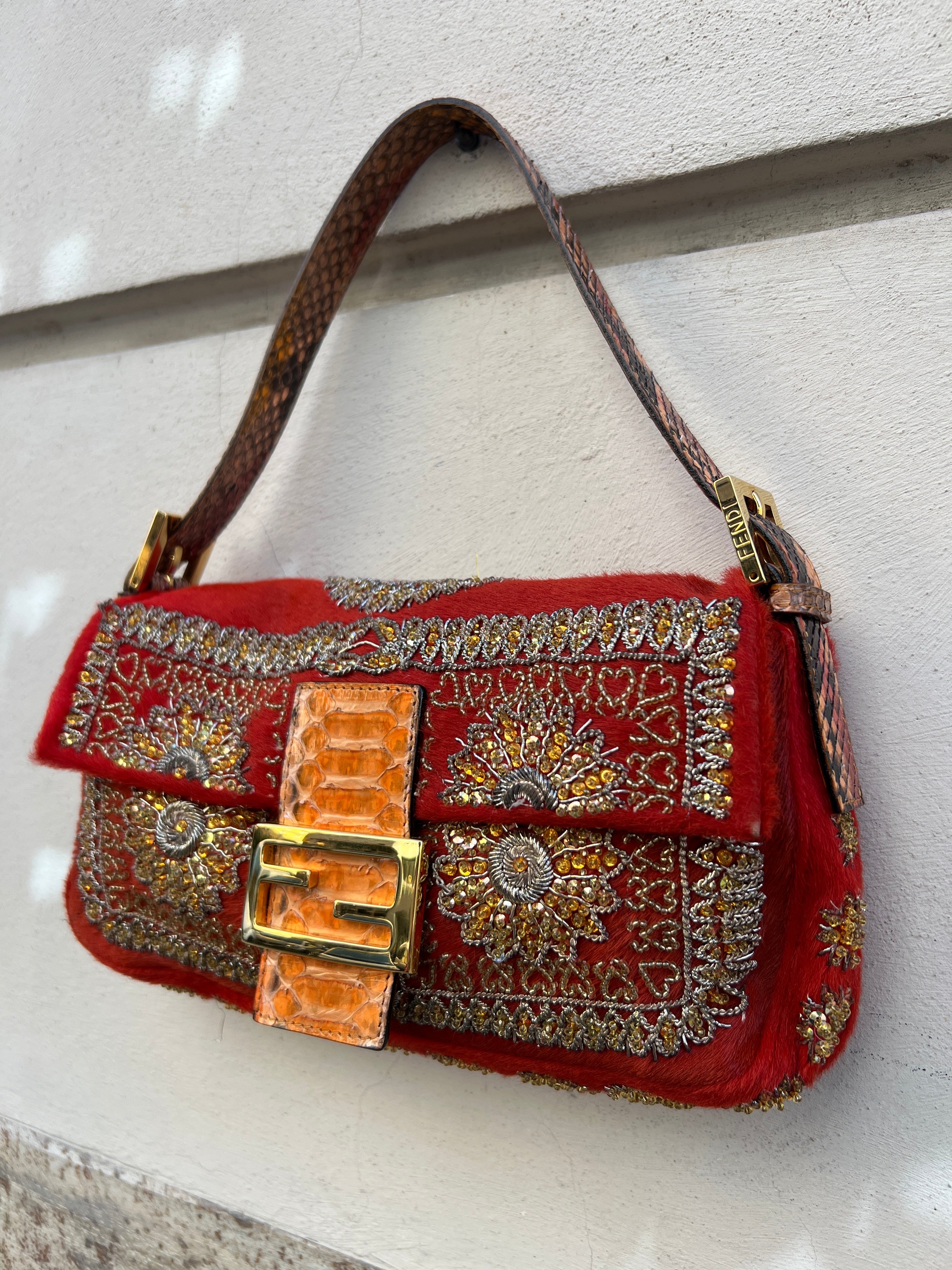 Fendi Baguette Handbag in Arancio Orange - Luxury Leather Crossbody Bag for Women, Perfect for Parties, Dates & Everyday Use