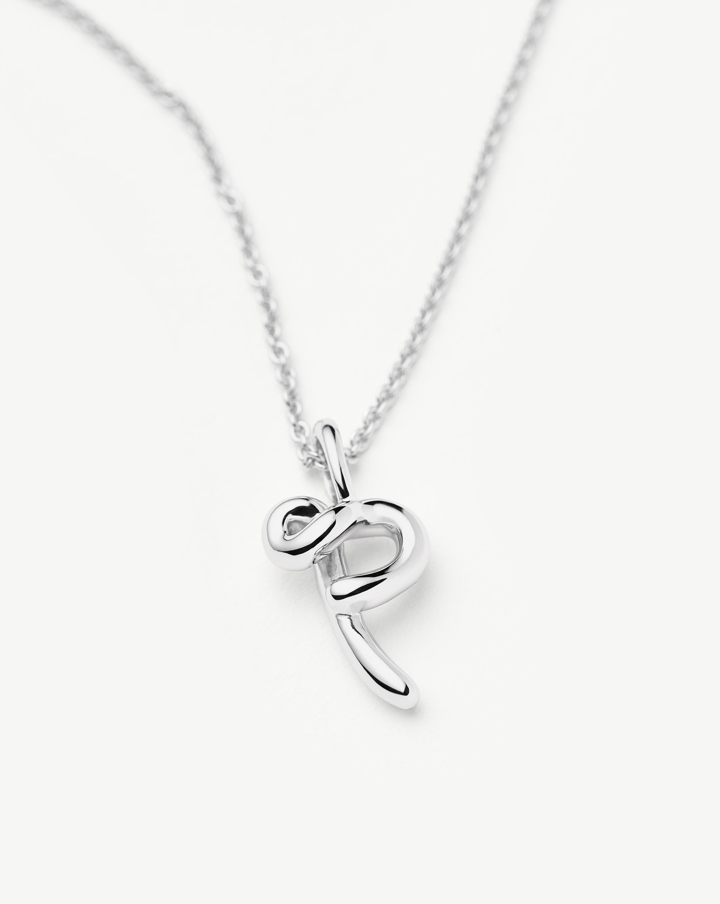 Curly Molten Mini Initial Necklace - Personalized Sterling Silver Jewelry for Women | Gift for Her, Birthday, Anniversary, Valentine's Day