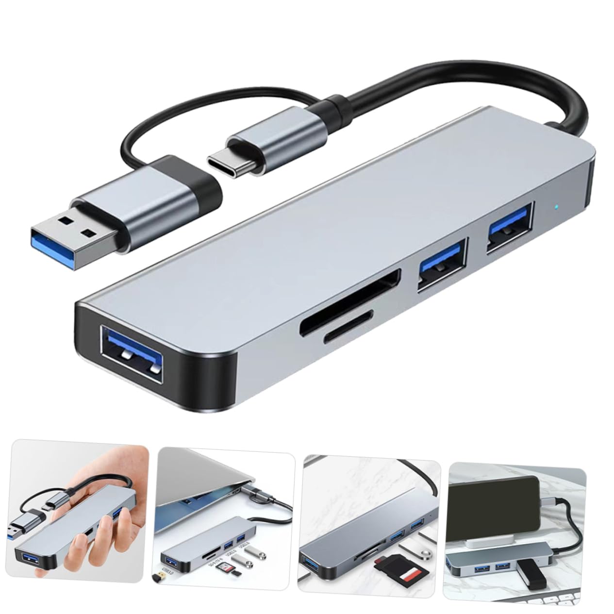 Mikikit 7-in-1 USB C Hub with 4K HDMI, 3 USB Ports, SD/TF Card Reader - Multi-Port Adapter for MacBook Pro/Air, Dell, HP, Lenovo Laptops - Perfect for Home Office, Travel & Conference Presentations