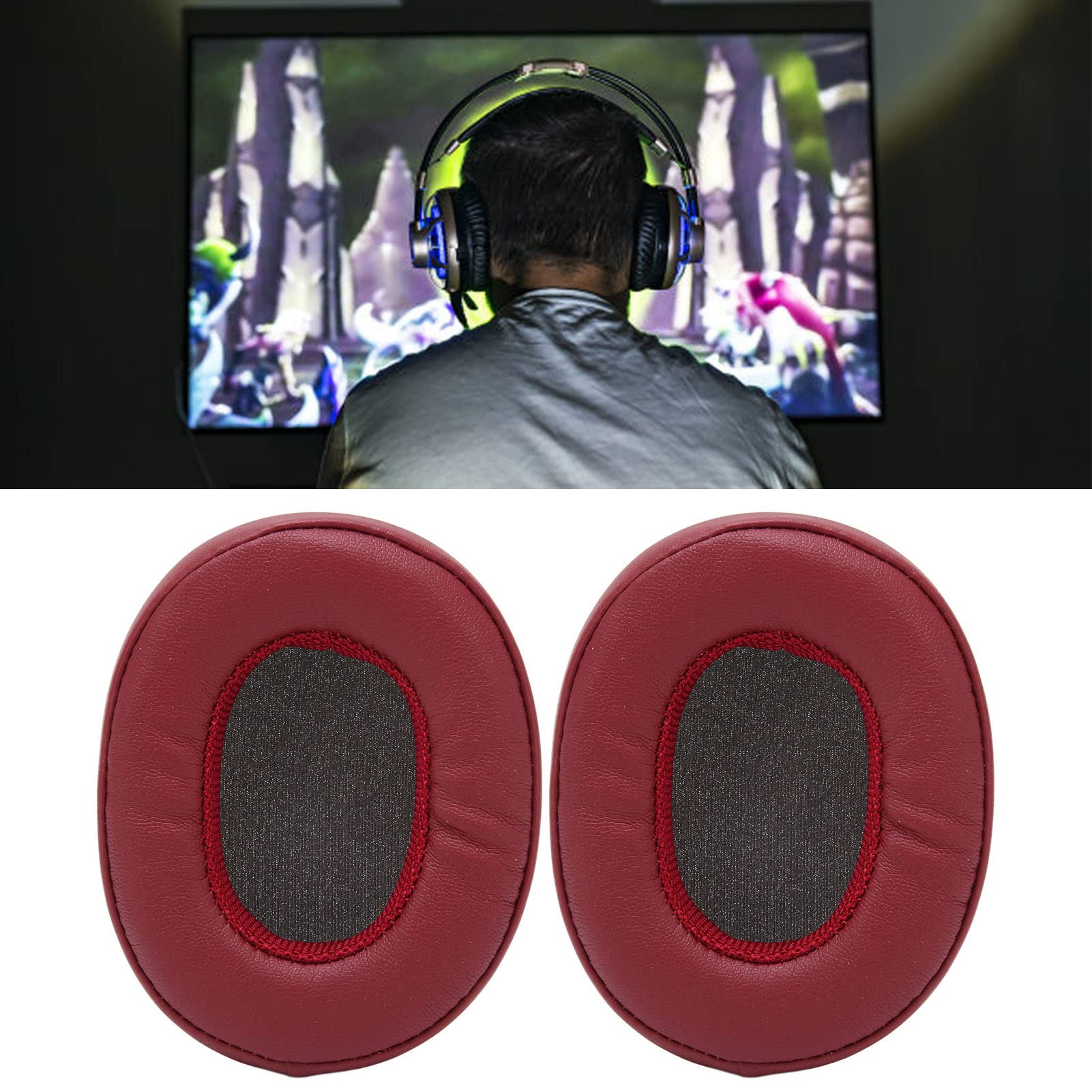 Premium Replacement Earpads for Skullcandy Hesh3 Headphones - Soft Protein Leather Ear Cushions with Noise Isolation Memory Foam (Wine Red) - Comfortable Upgrade for Gaming, Music & Office Use