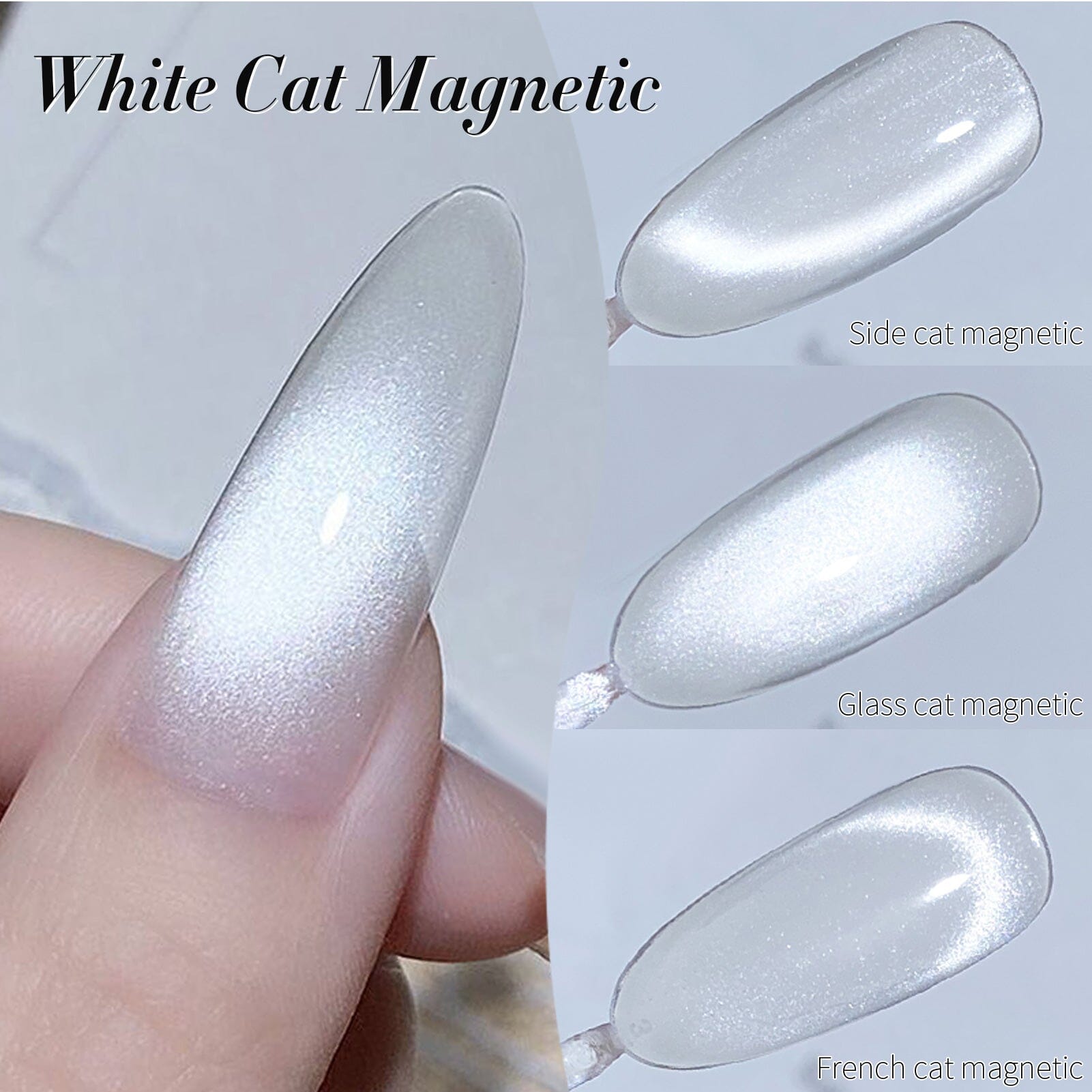 White Cat Magnetic Gel Polish MY77 - 15ml Flowing Light White Nail Polish for Salon & Home Manicures - Perfect for Nail Art, French Tips & Special Occasions