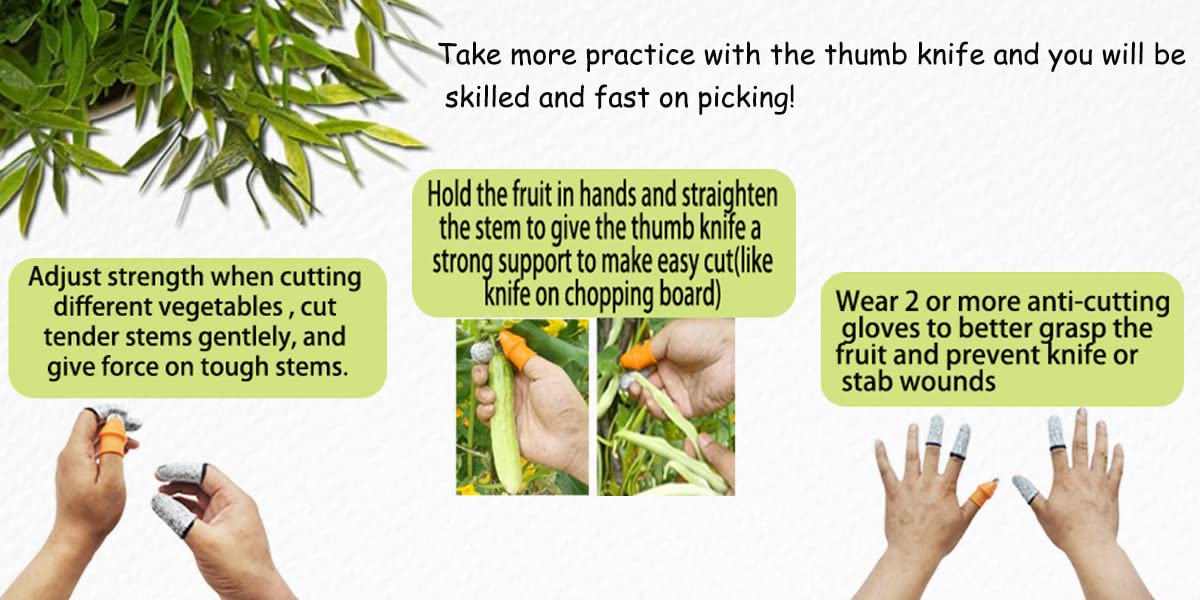 Gardening Thumb Knife with Protective Case - Finger Pruner Tool for Gardeners, Plant Trimming & Fruit Picking - Orange Thumb Cutter for Vegetables, Herbs & Flowers - Perfect for Harvesting, Pruning & Gardening Tasks